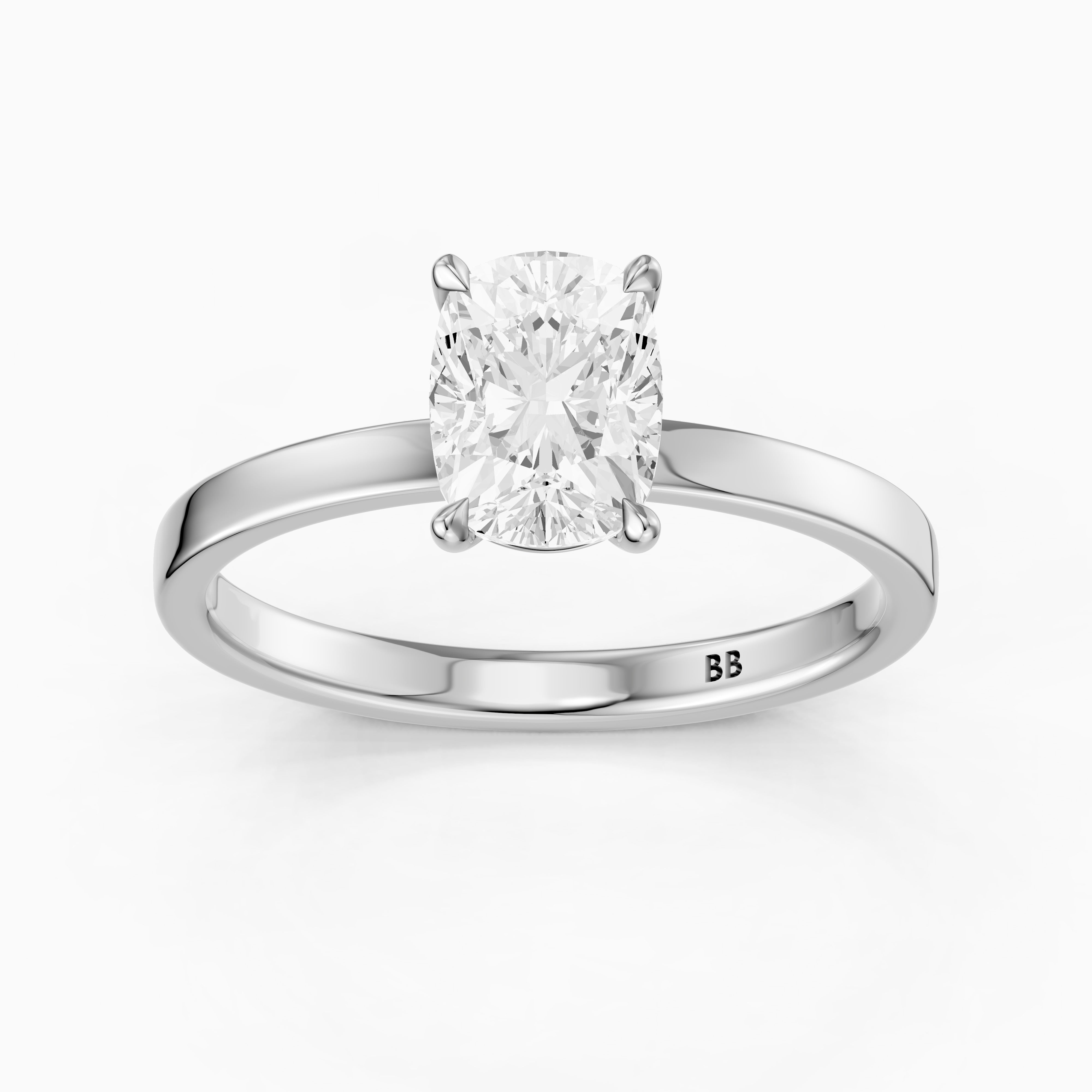 Naveah Elongated Cushion Cut Solitaire Low Profile Moissanite Diamond Ring