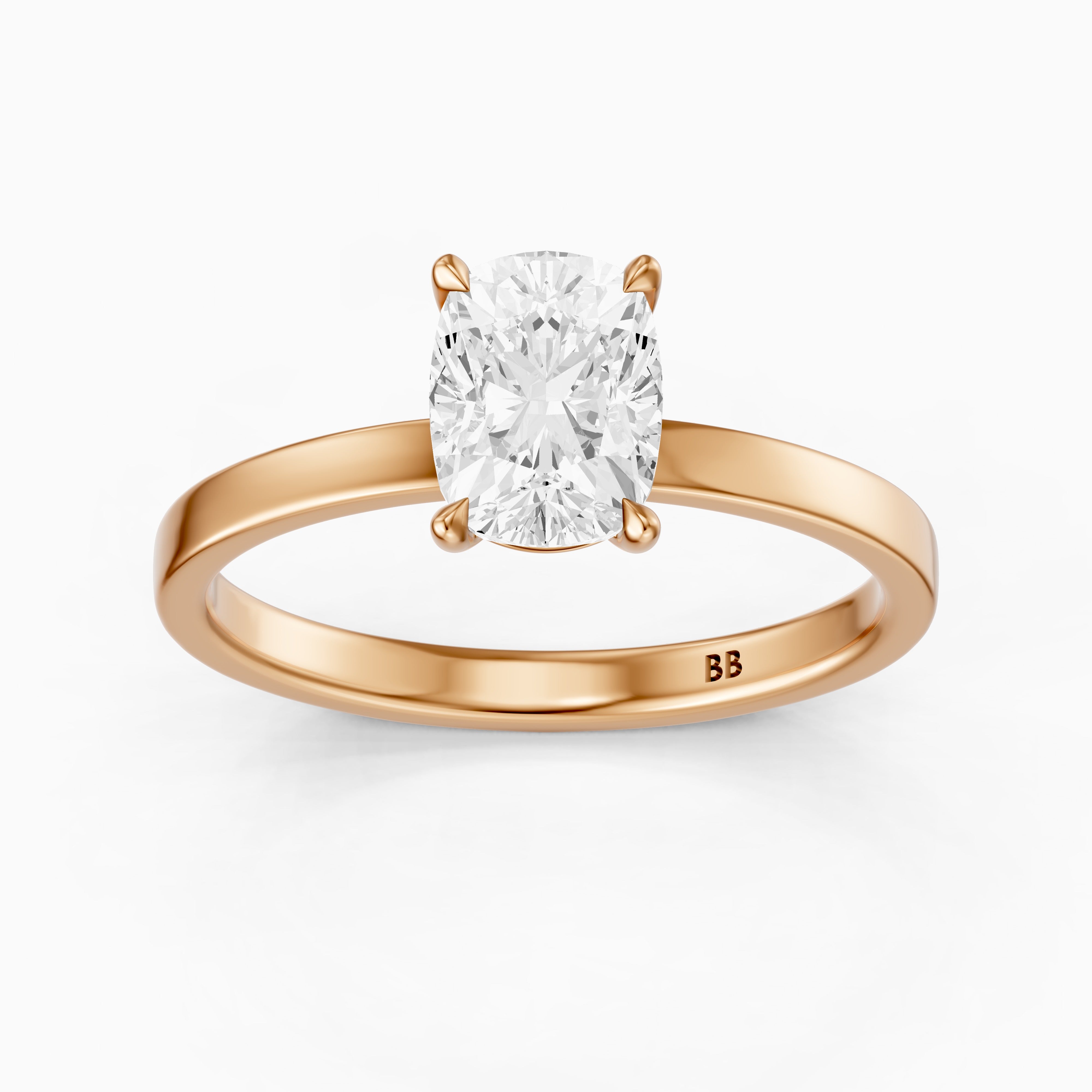 Naveah Elongated Cushion Cut Solitaire Low Profile Moissanite Diamond Ring