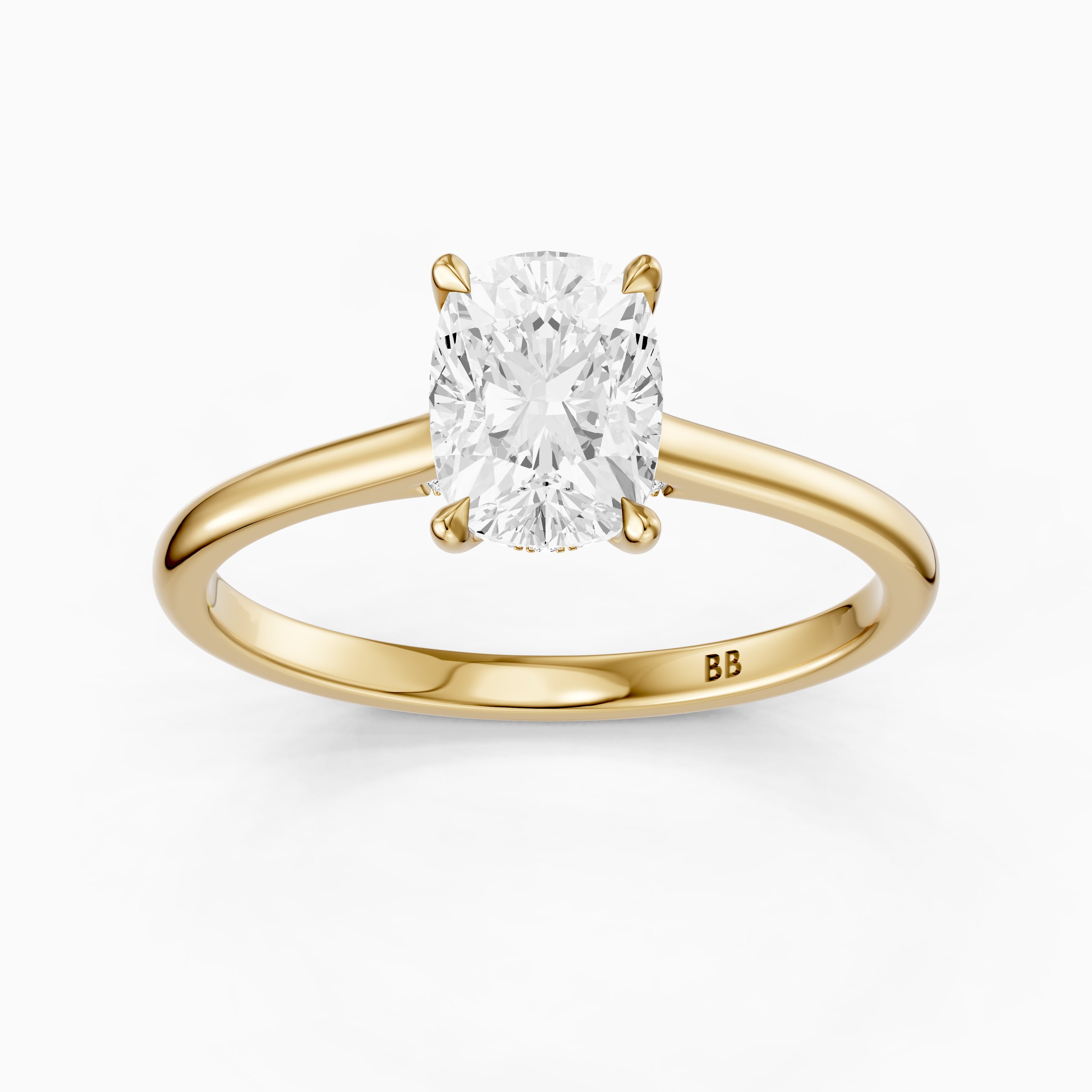 Oaklyn Elongated Cushion Cut Hidden Halo Pave Bridge Moissanite Diamond Ring