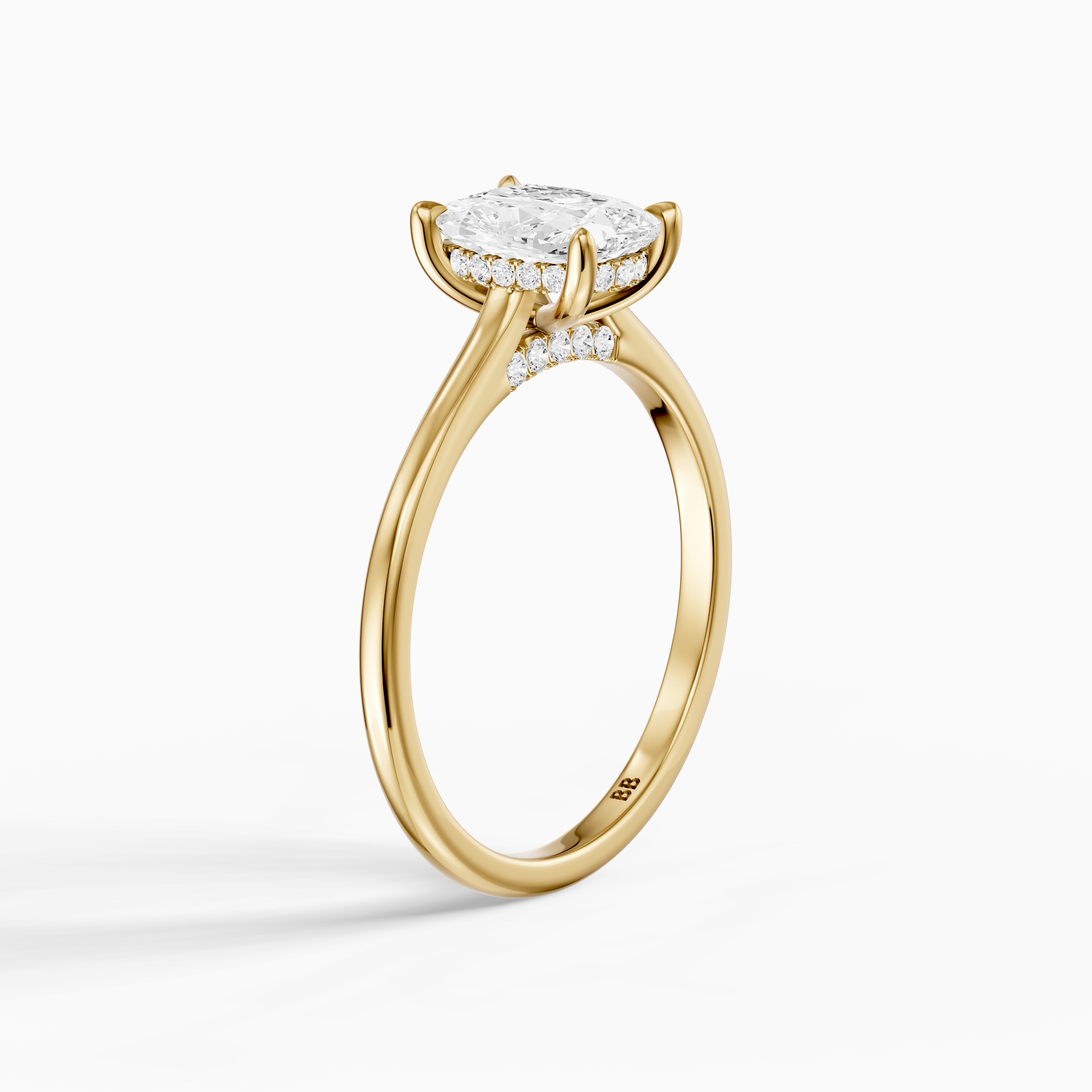 Oaklyn Elongated Cushion Cut Hidden Halo Pave Bridge Moissanite Diamond Ring