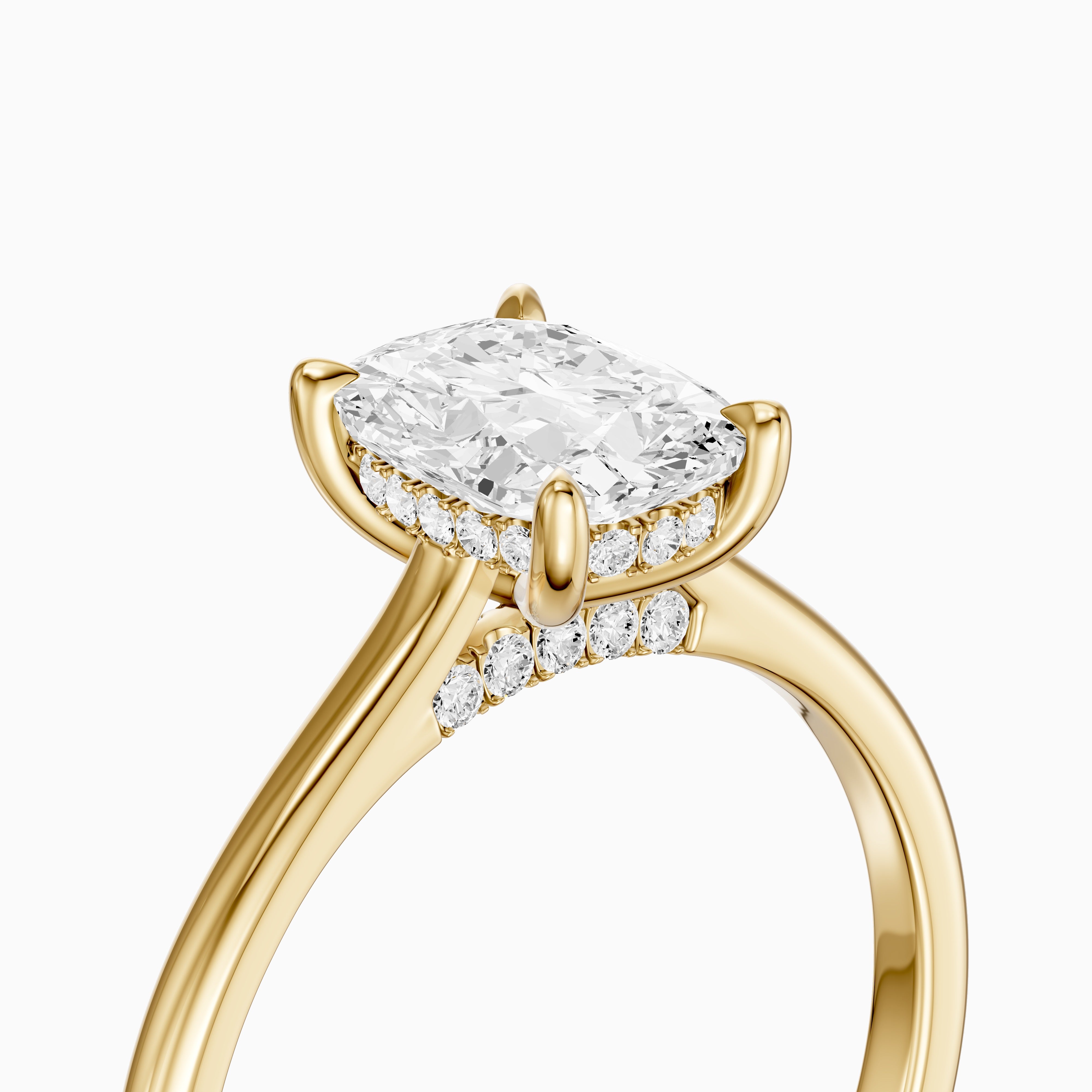 Oaklyn Elongated Cushion Cut Hidden Halo Pave Bridge Moissanite Diamond Ring