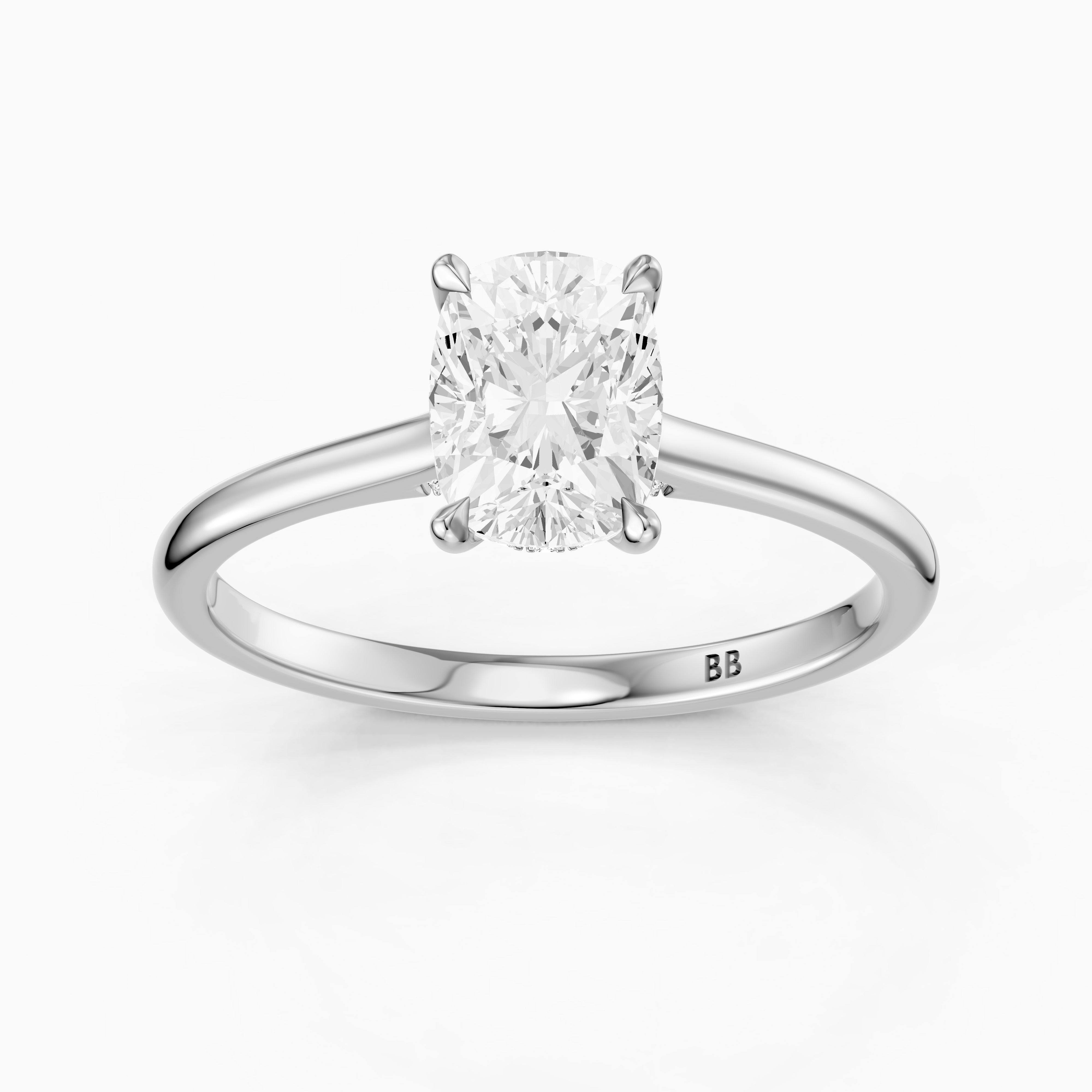Oaklyn Elongated Cushion Cut Hidden Halo Pave Bridge Moissanite Diamond Ring