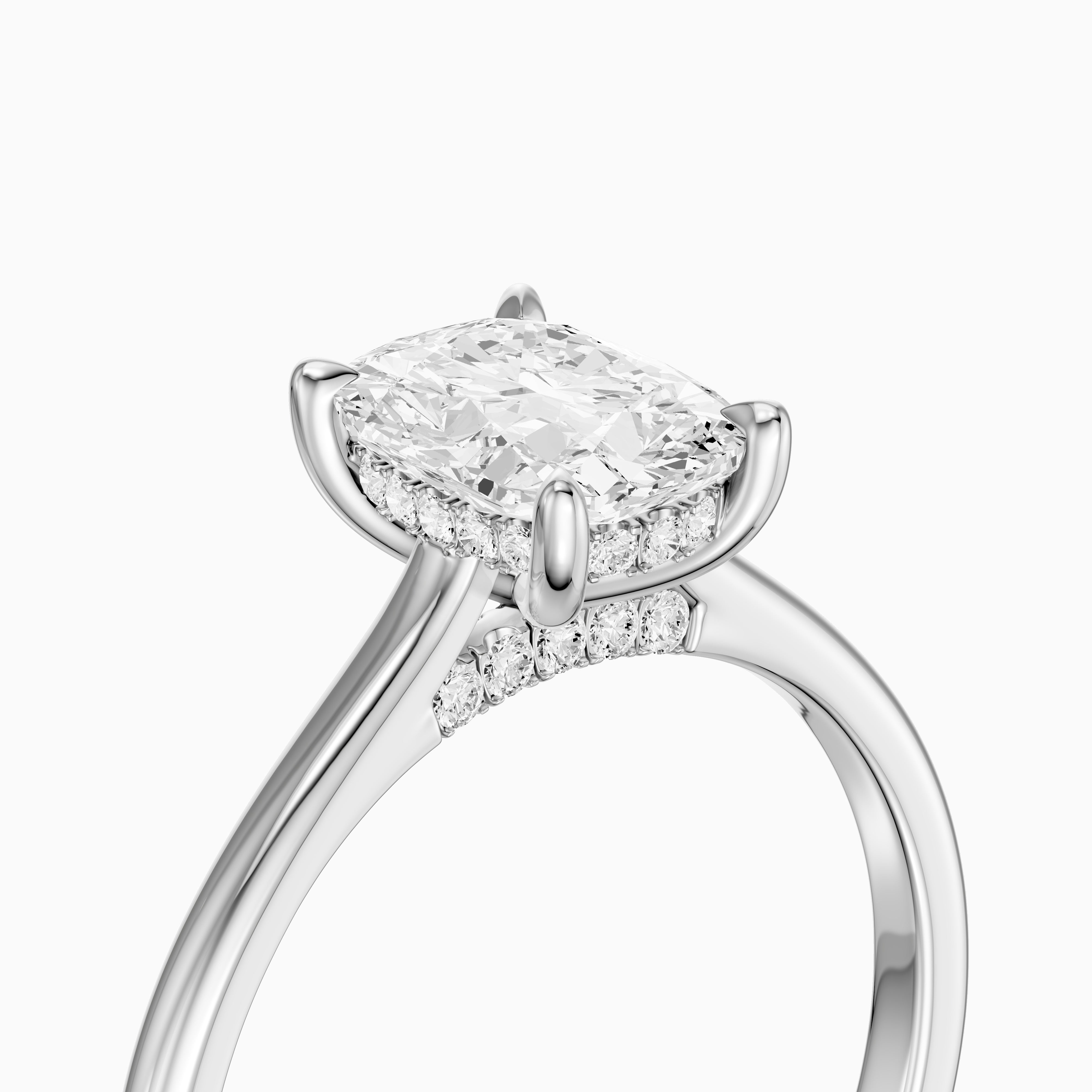 Oaklyn Elongated Cushion Cut Hidden Halo Pave Bridge Moissanite Diamond Ring
