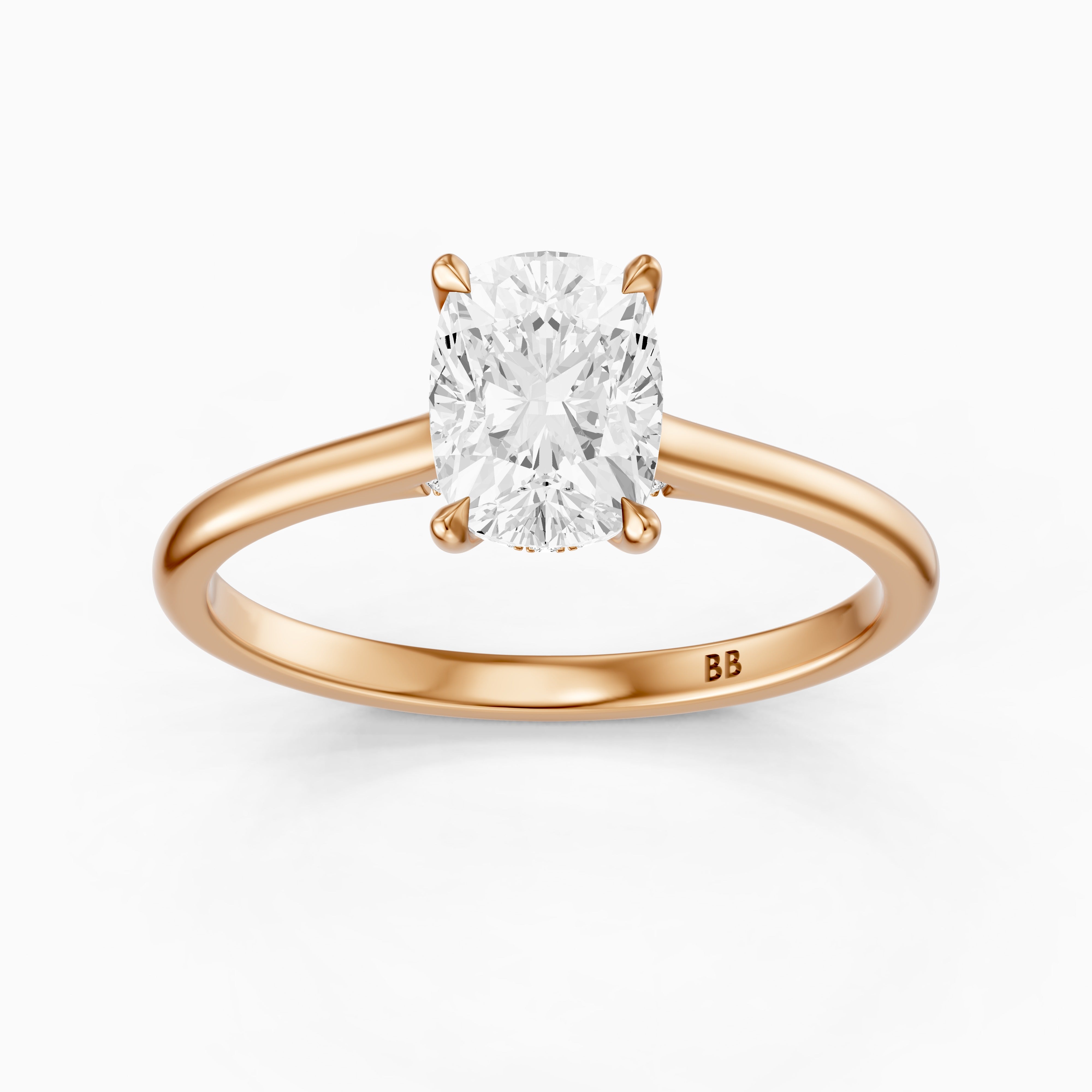 Oaklyn Elongated Cushion Cut Hidden Halo Pave Bridge Moissanite Diamond Ring