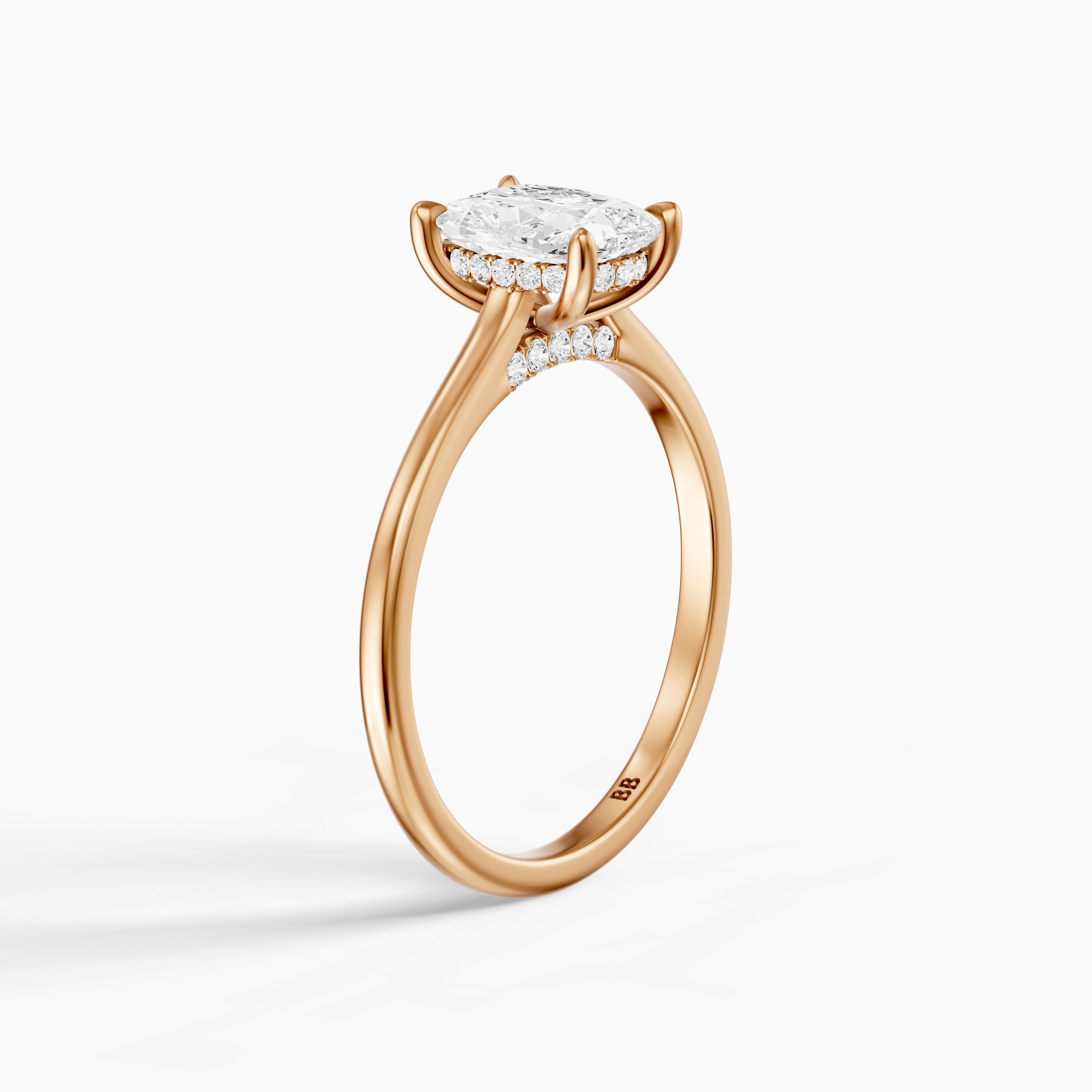 Oaklyn Elongated Cushion Cut Hidden Halo Pave Bridge Moissanite Diamond Ring