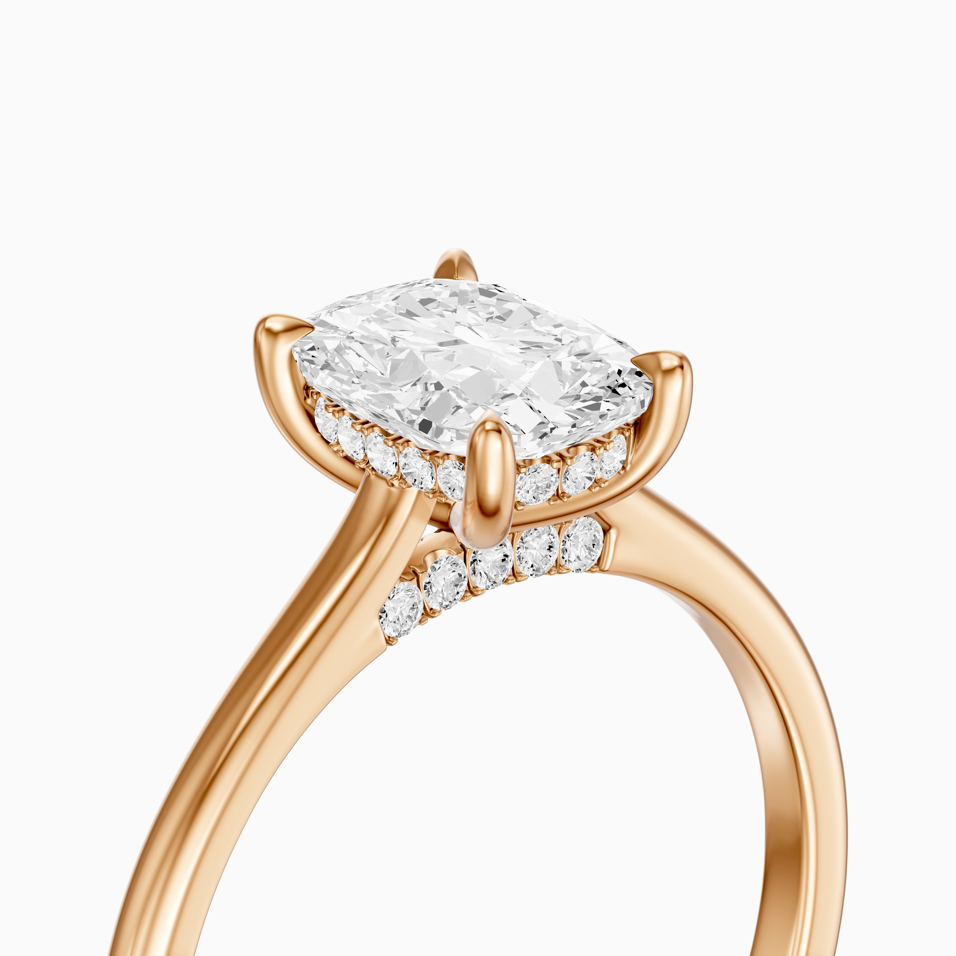 Oaklyn Elongated Cushion Cut Hidden Halo Pave Bridge Moissanite Diamond Ring