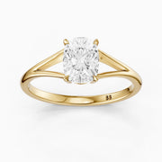 Paisly Elongated Cushion Cut Split Shank Solitaire Moissanite Diamond Ring