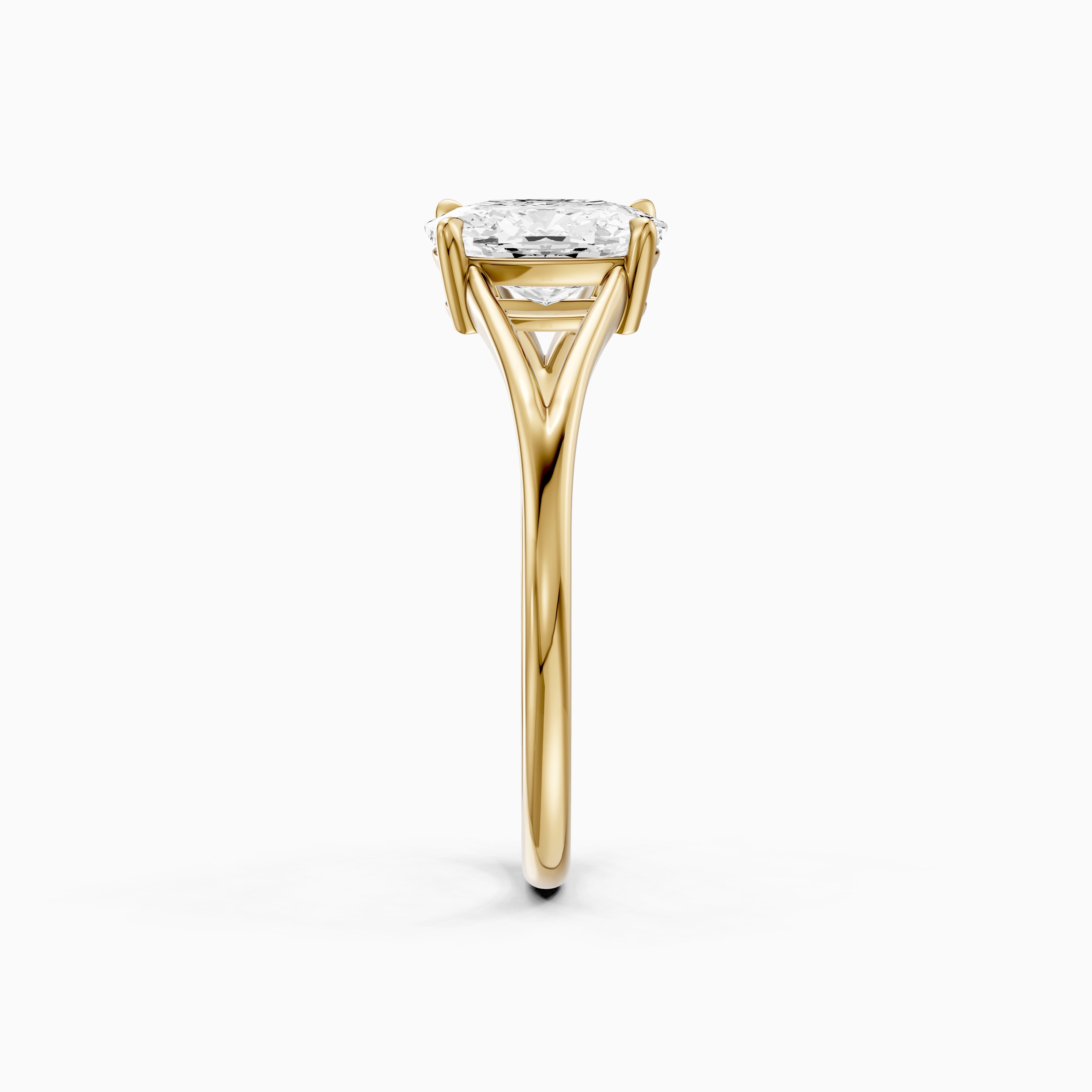 Paisly Elongated Cushion Cut Split Shank Solitaire Moissanite Diamond Ring