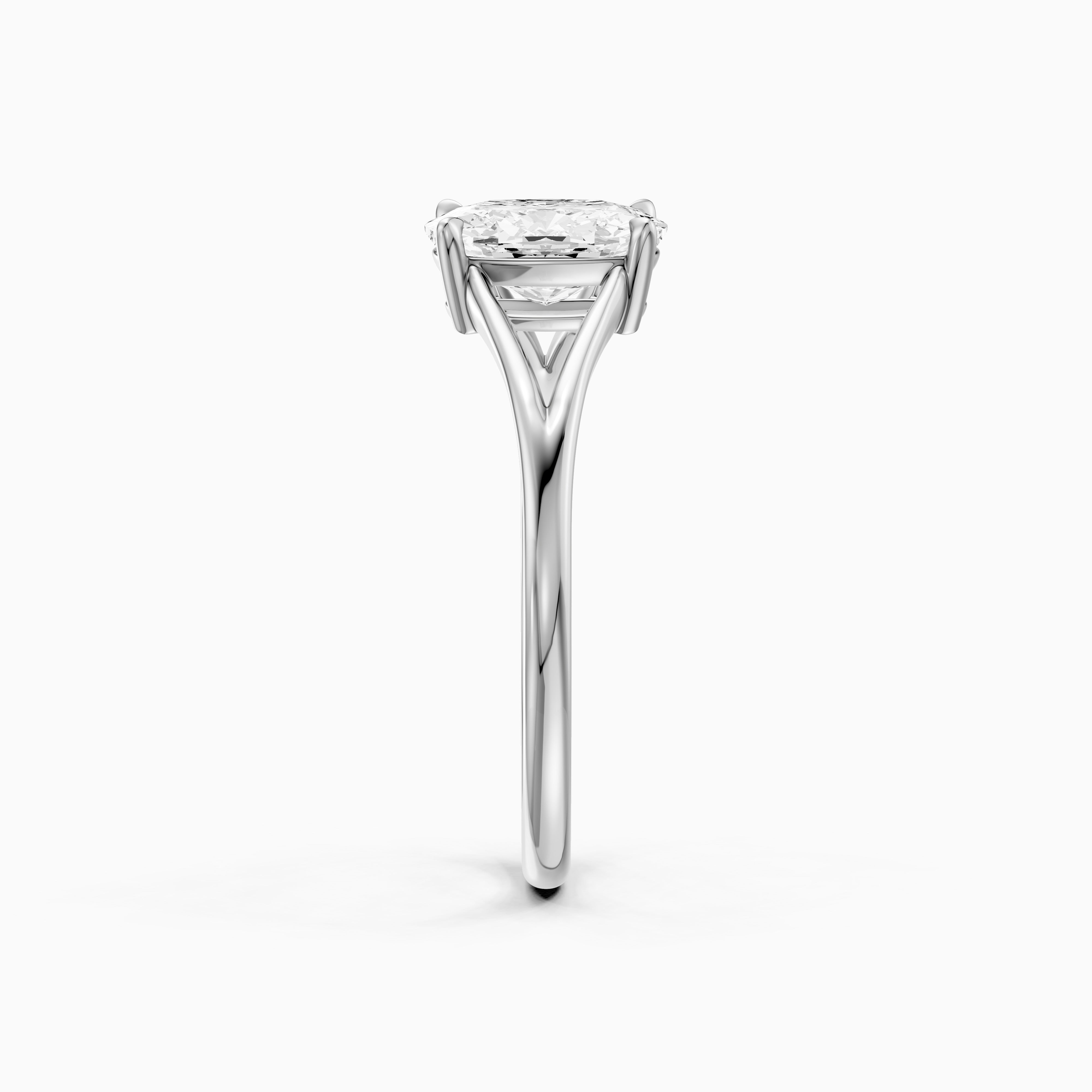 Paisly Elongated Cushion Cut Split Shank Solitaire Moissanite Diamond Ring