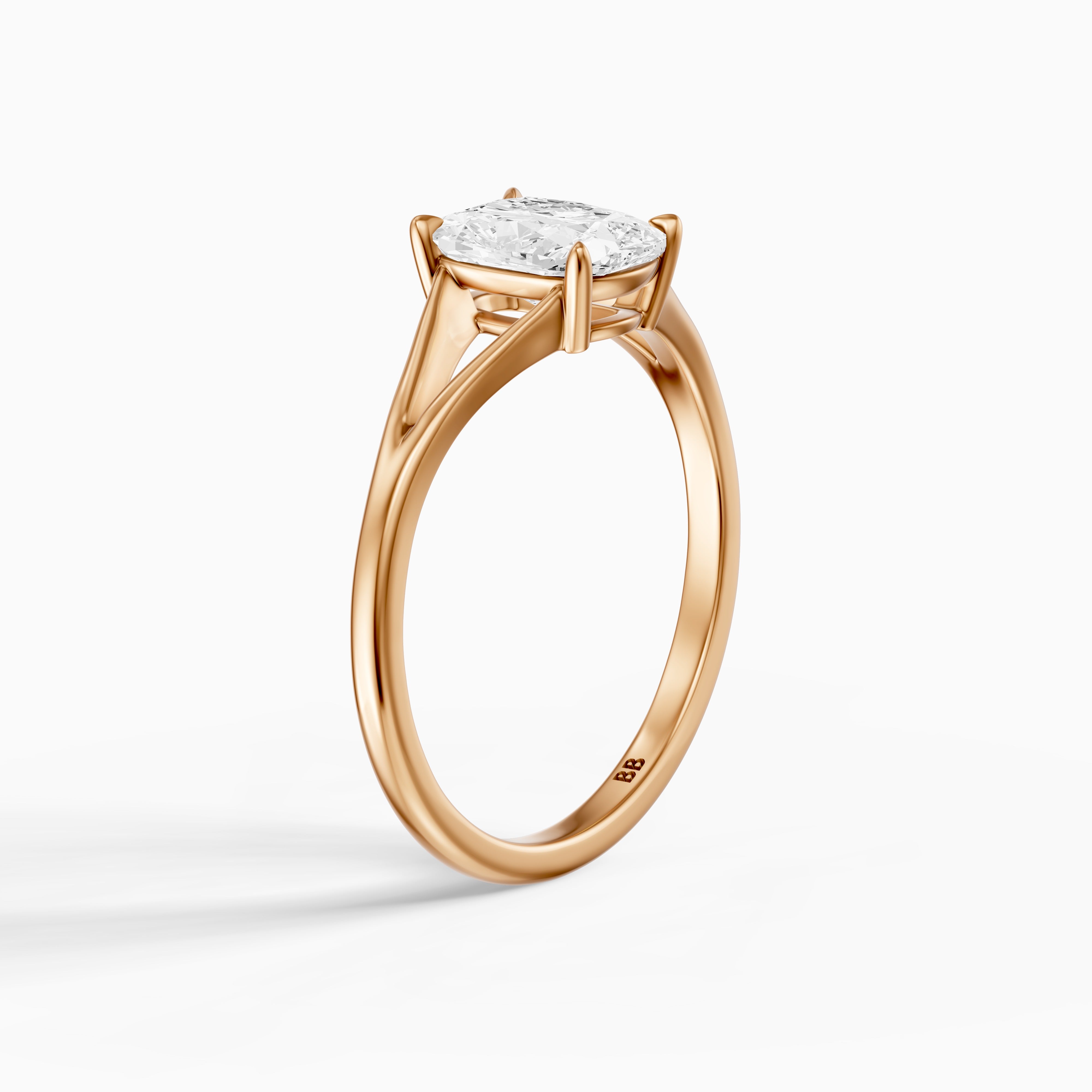Paisly Elongated Cushion Cut Split Shank Solitaire Moissanite Diamond Ring