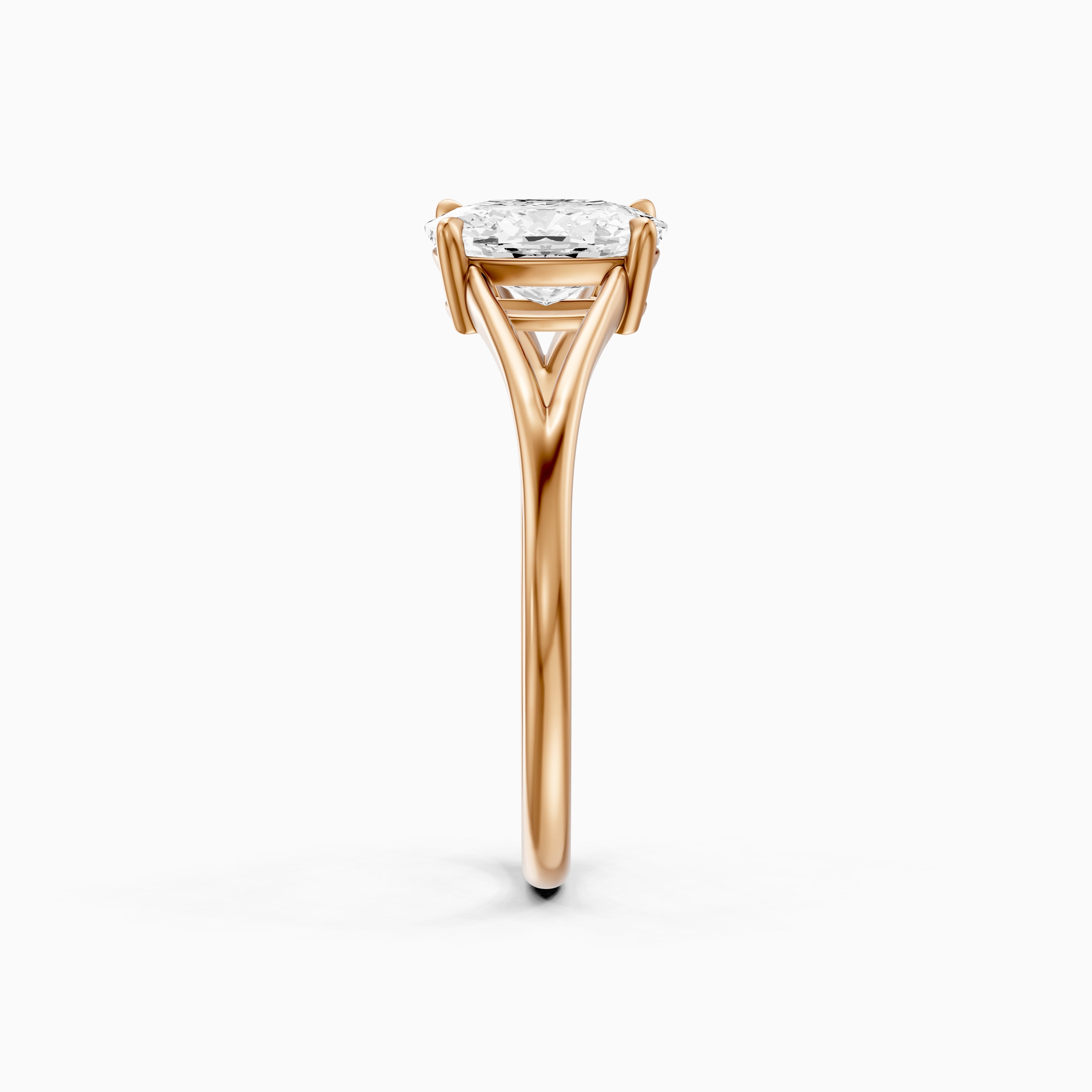 Paisly Elongated Cushion Cut Split Shank Solitaire Moissanite Diamond Ring