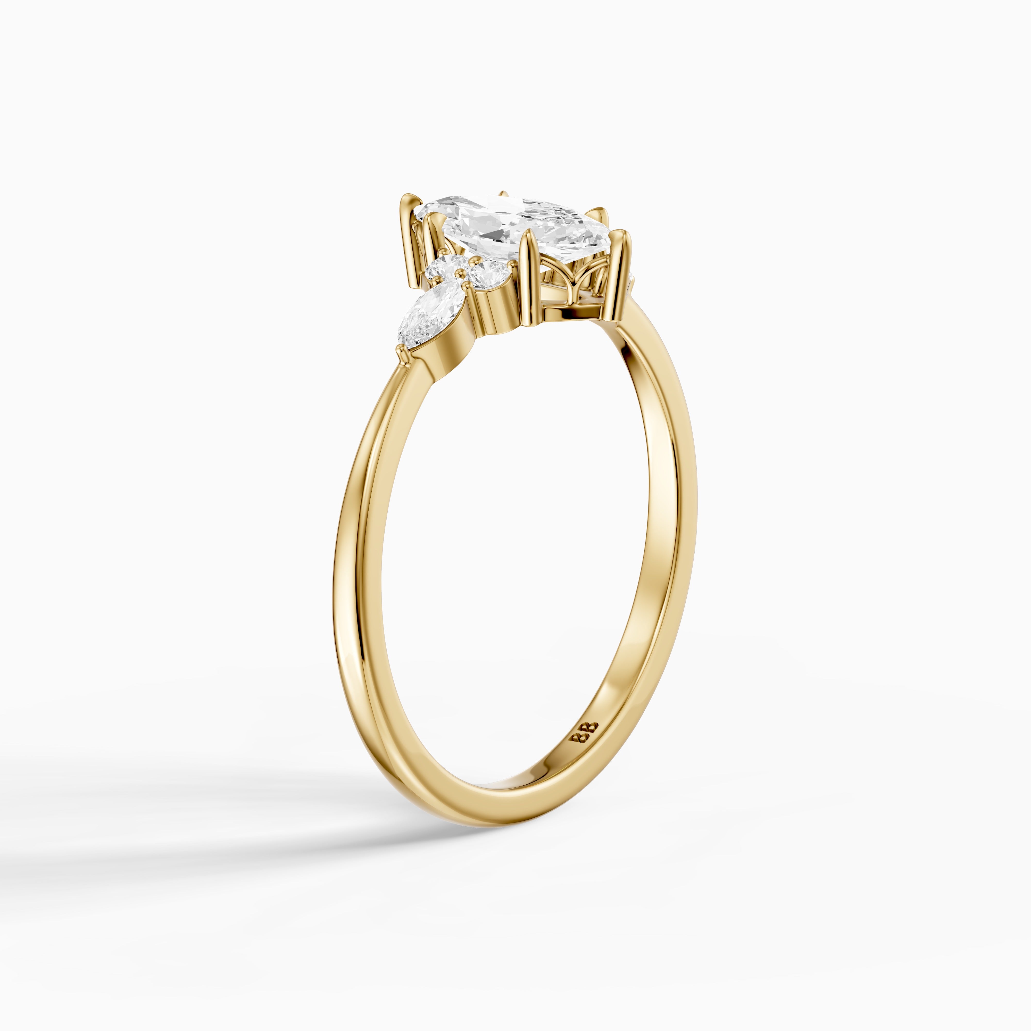 Payten Marquise Cut Side Stone Vintage Inspired Moissanite Diamond Ring