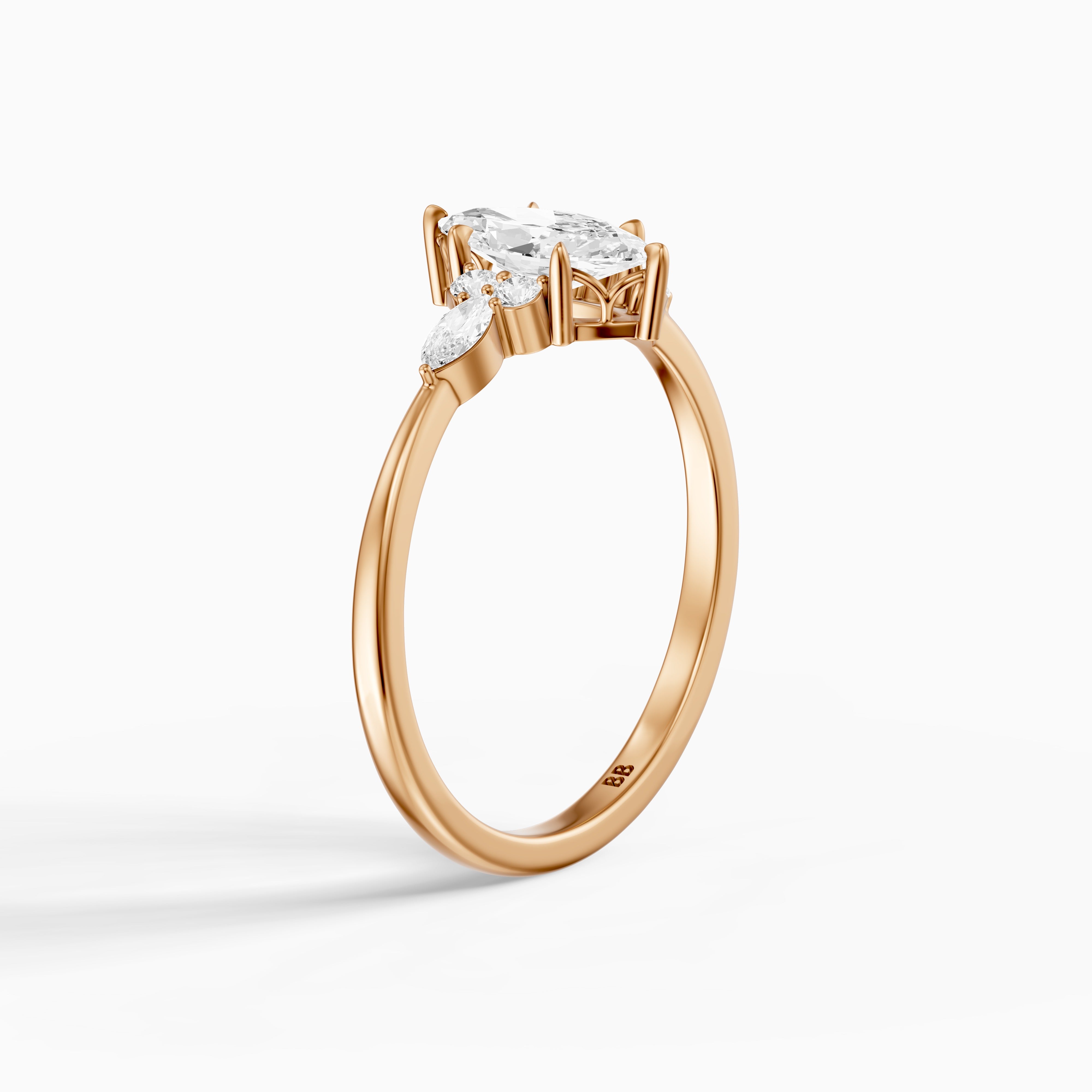 Payten Marquise Cut Side Stone Vintage Inspired Moissanite Diamond Ring