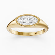 Ivy Moval Cut Lab Grown Diamond Bezel Solitaire Ring