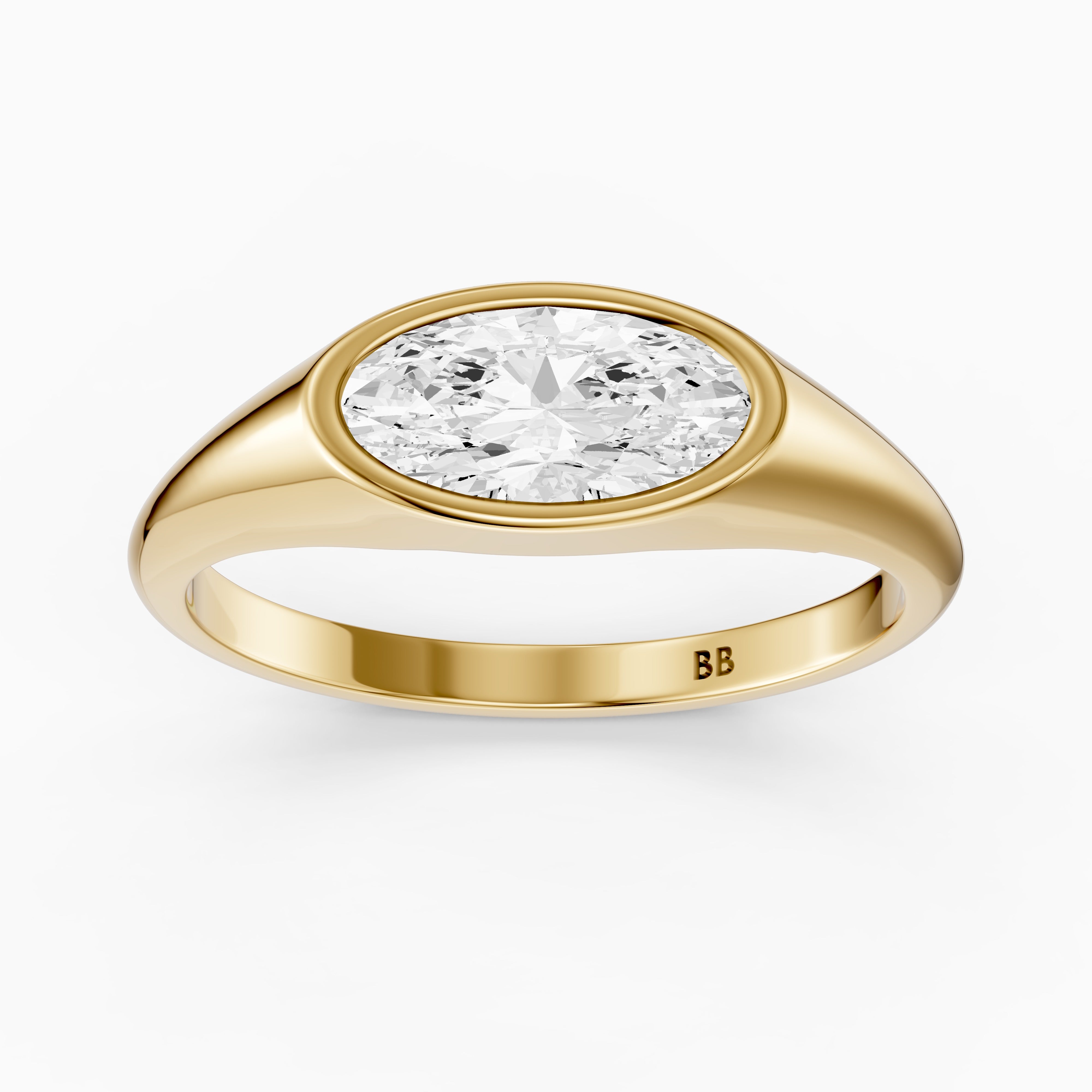 Ivy Moval Cut Lab Grown Diamond Bezel Solitaire Ring