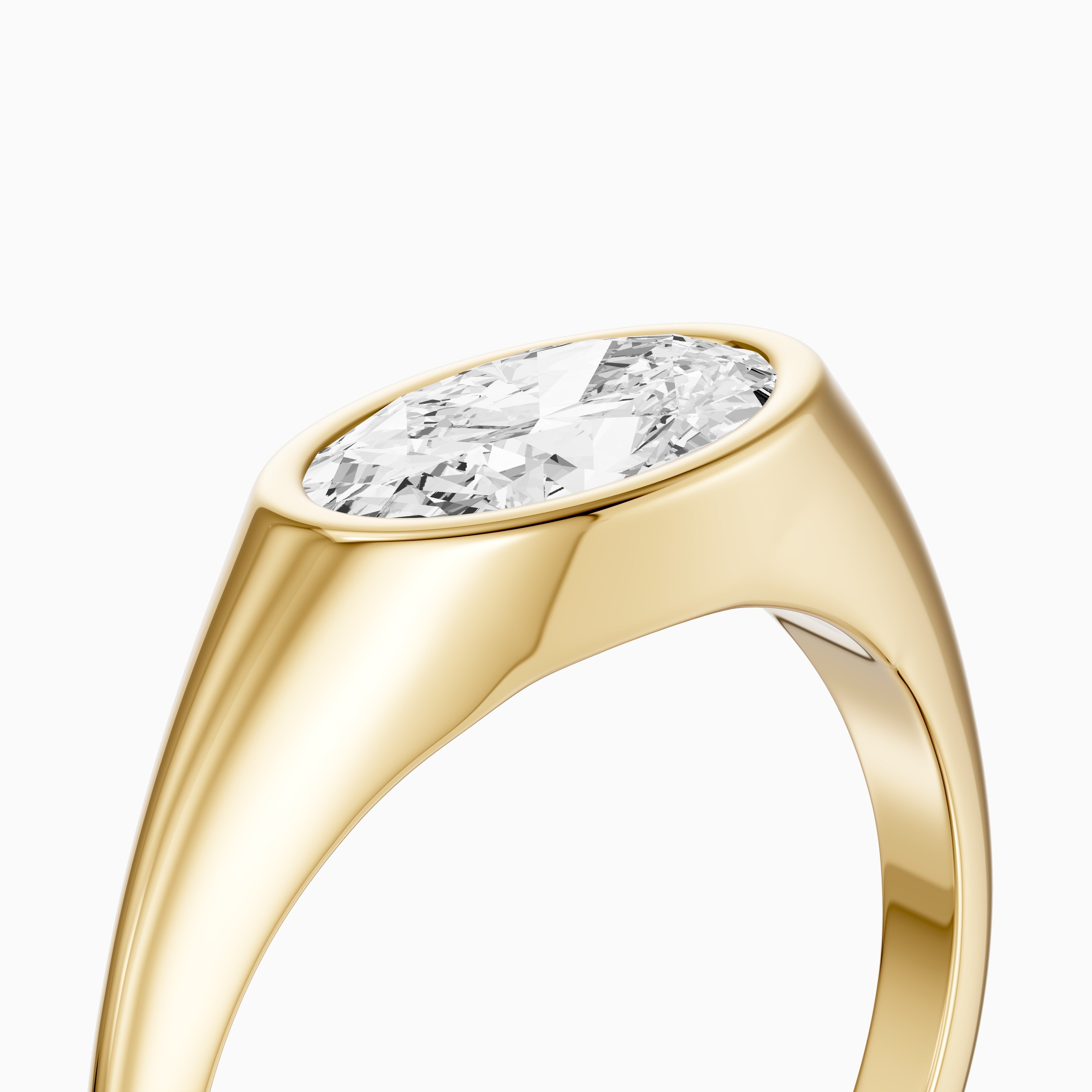 Ivy Moval Cut Moissanite Diamond Bezel Solitaire Ring