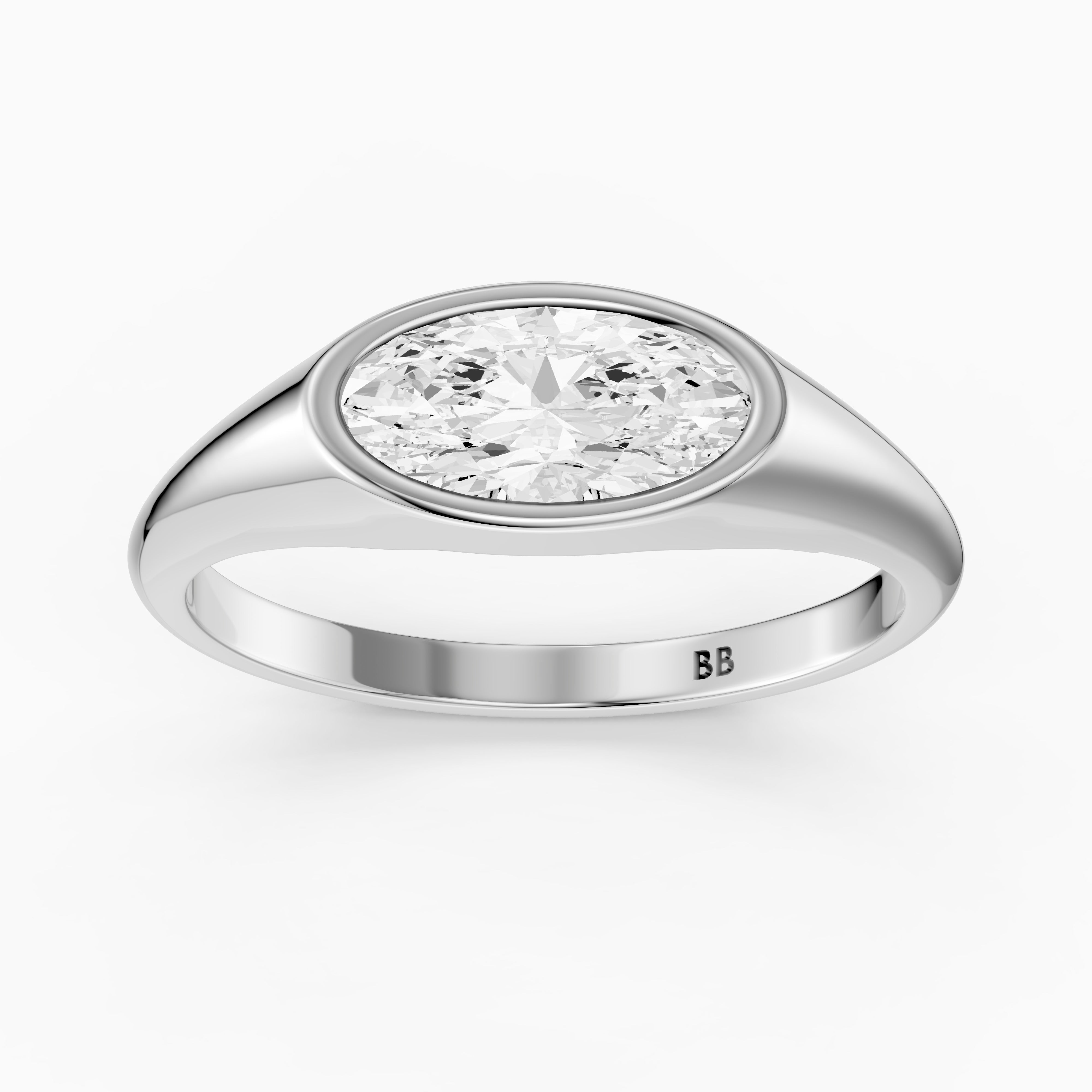 Ivy Moval Cut Moissanite Diamond Bezel Solitaire Ring