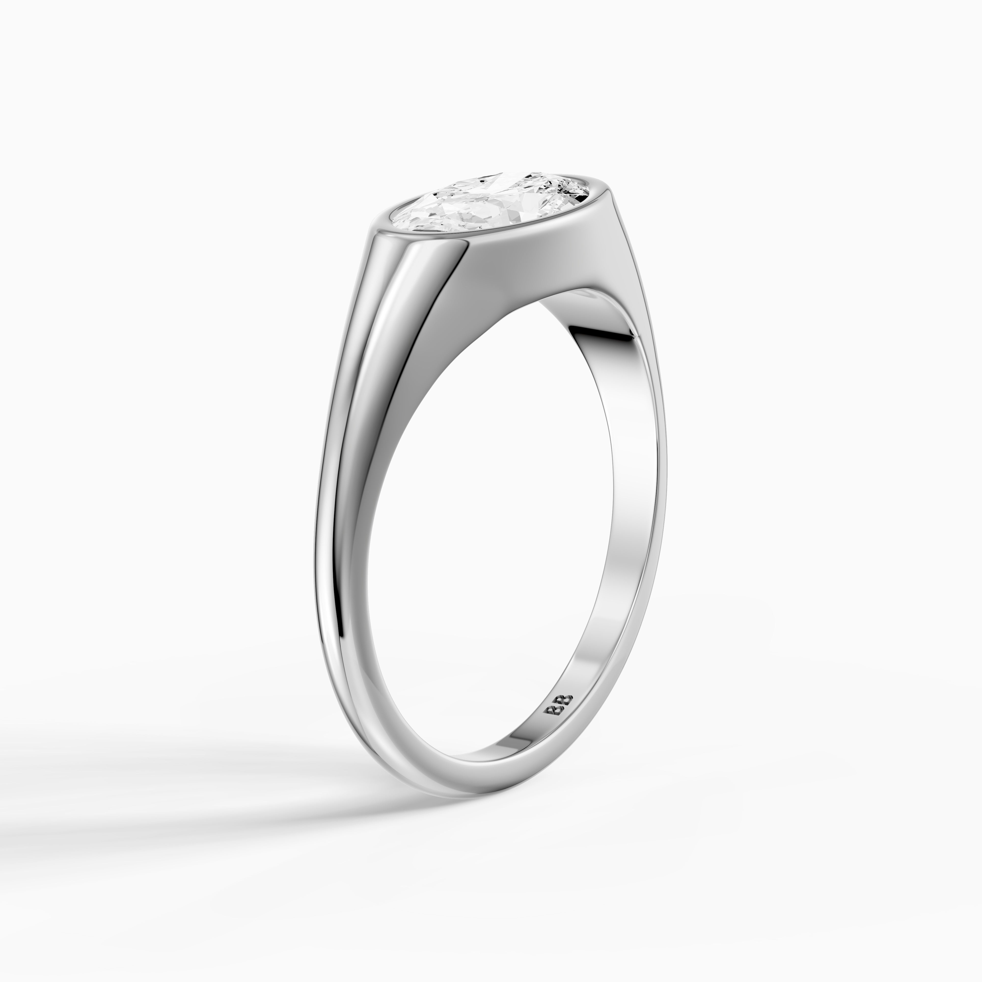 Ivy Moval Cut Moissanite Diamond Bezel Solitaire Ring