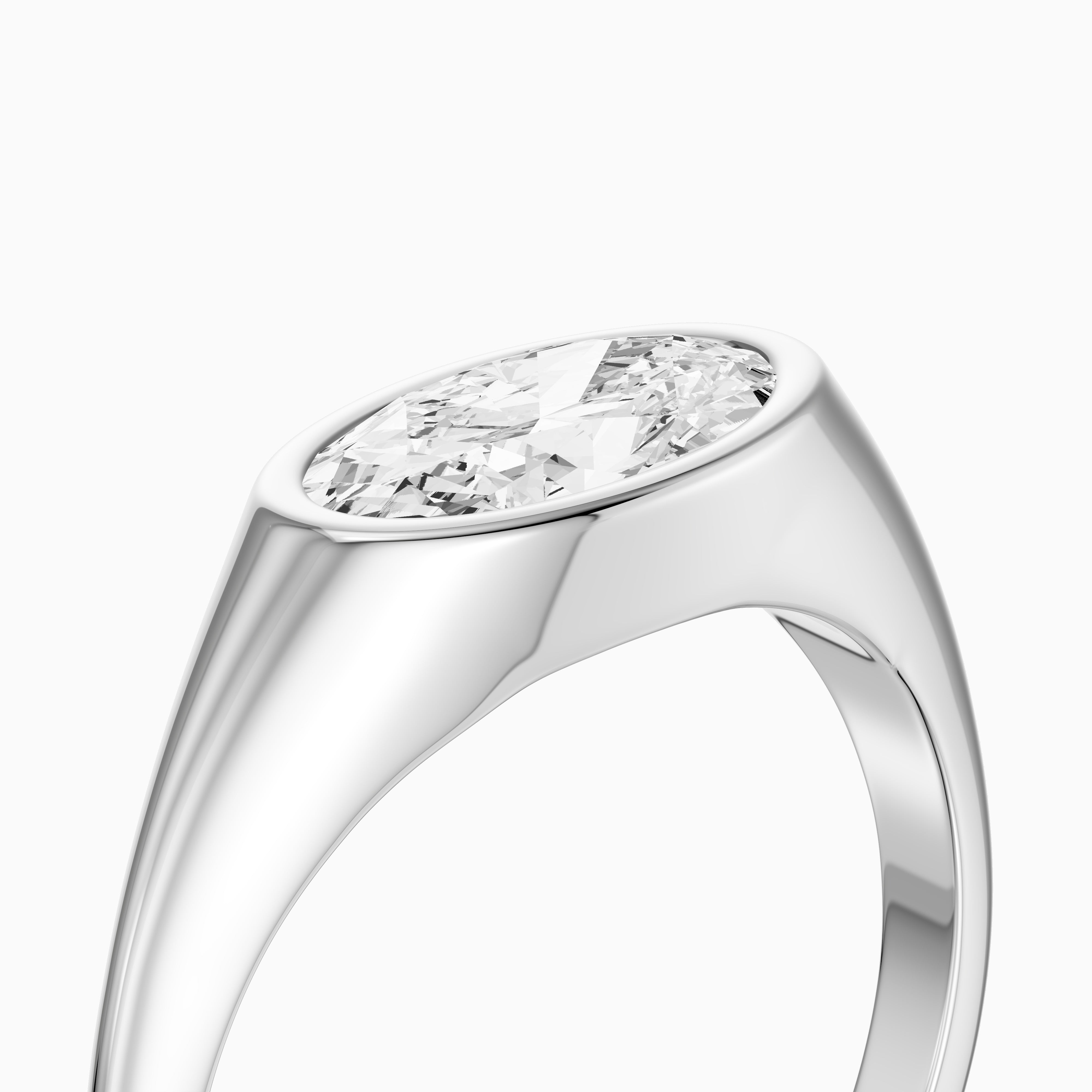 Ivy Moval Cut Moissanite Diamond Bezel Solitaire Ring