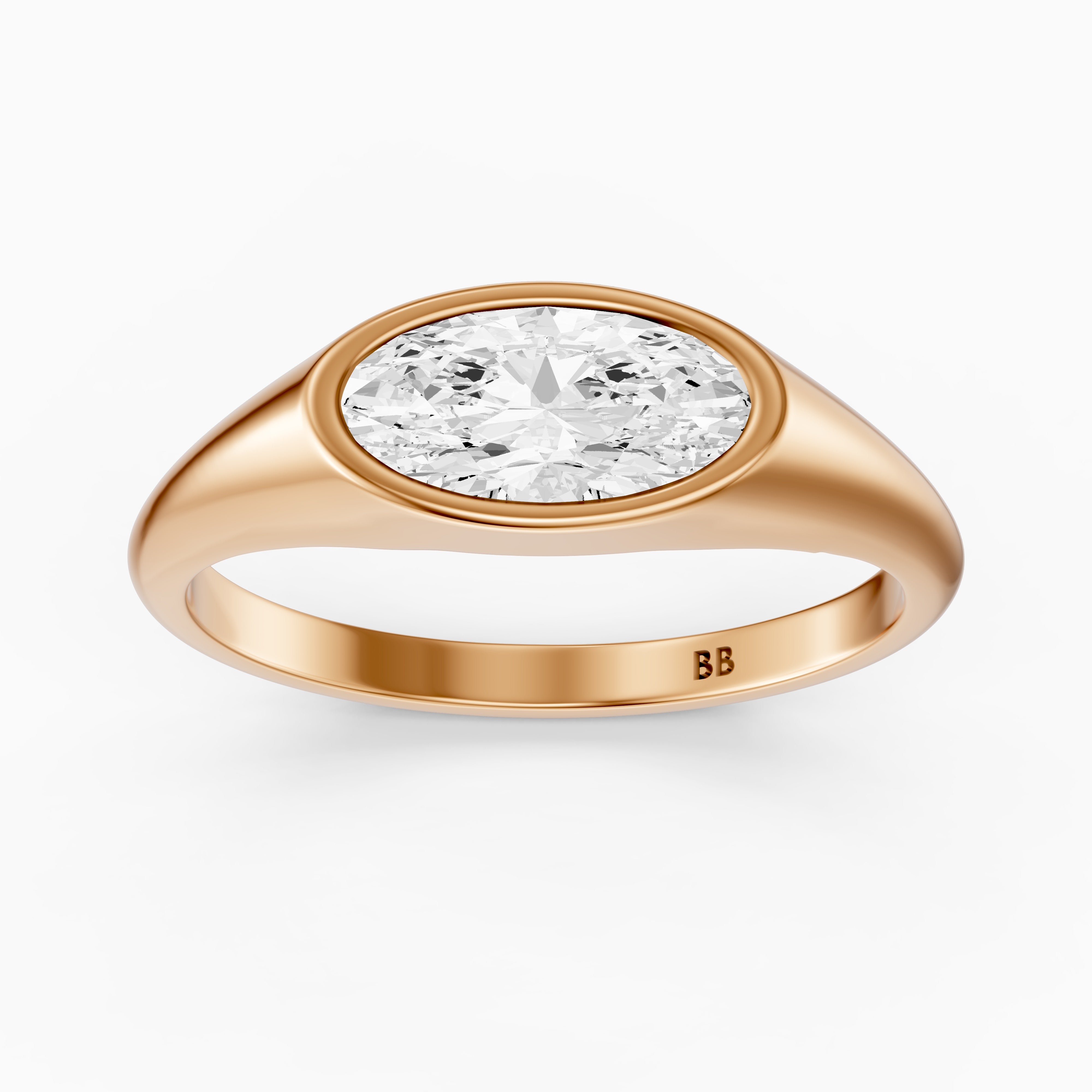 Ivy Moval Cut Moissanite Diamond Bezel Solitaire Ring