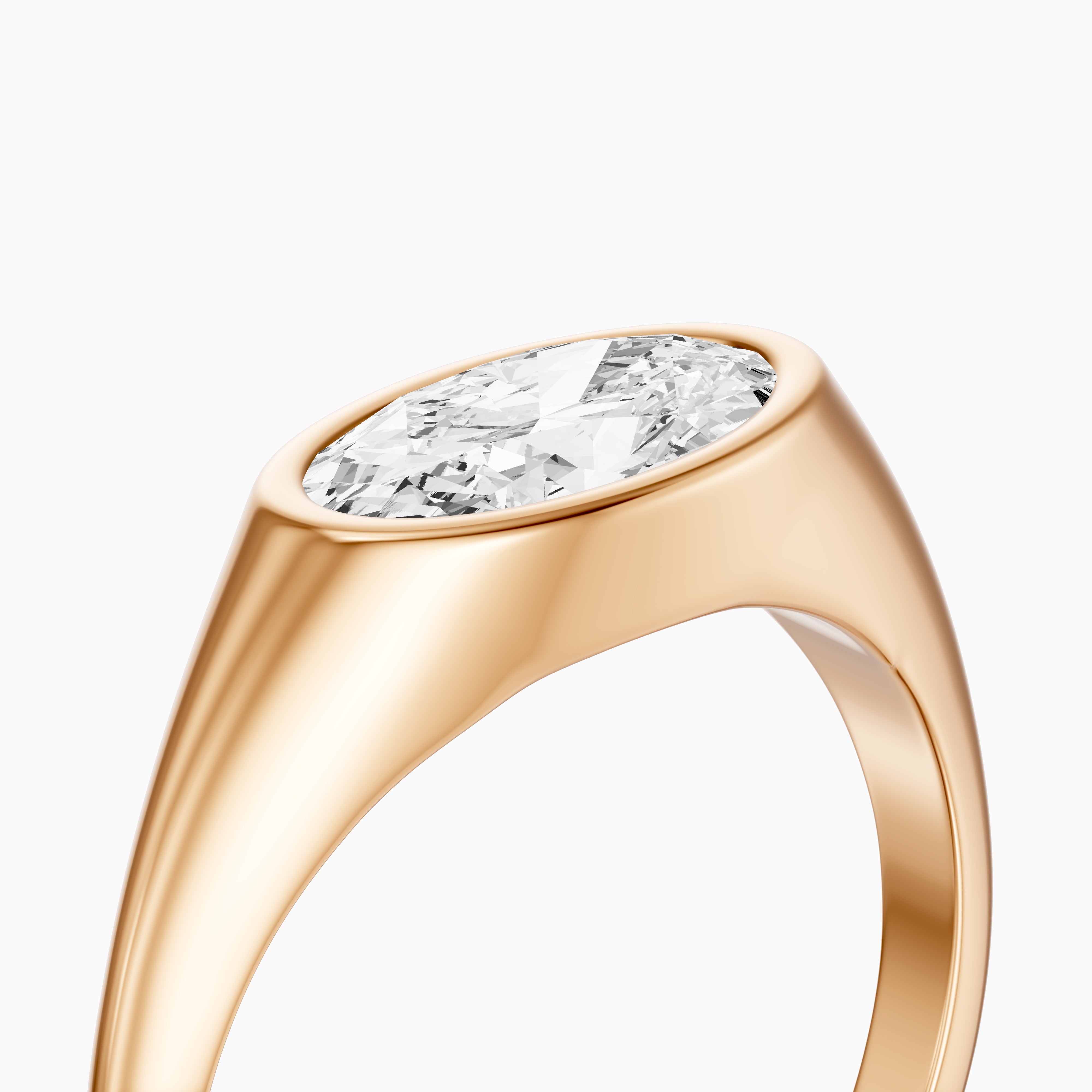 Ivy Moval Cut Moissanite Diamond Bezel Solitaire Ring