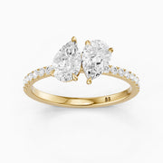 Raylee Toi Et Moi Pave Ring With Both Pear Two Stone Lab Grown Diamonds
