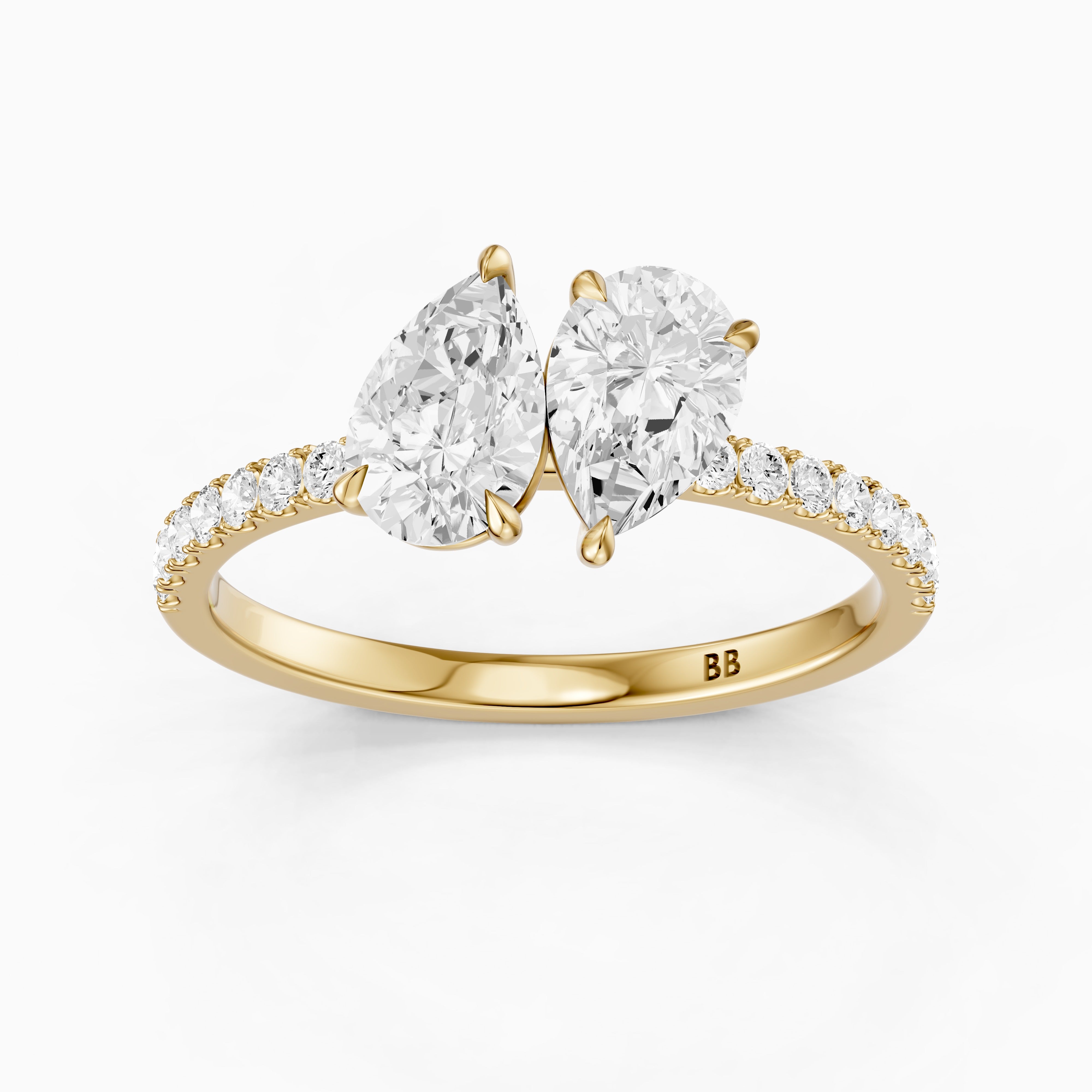 Raylee Toi Et Moi Pave Ring With Both Pear Two Stone Lab Grown Diamonds