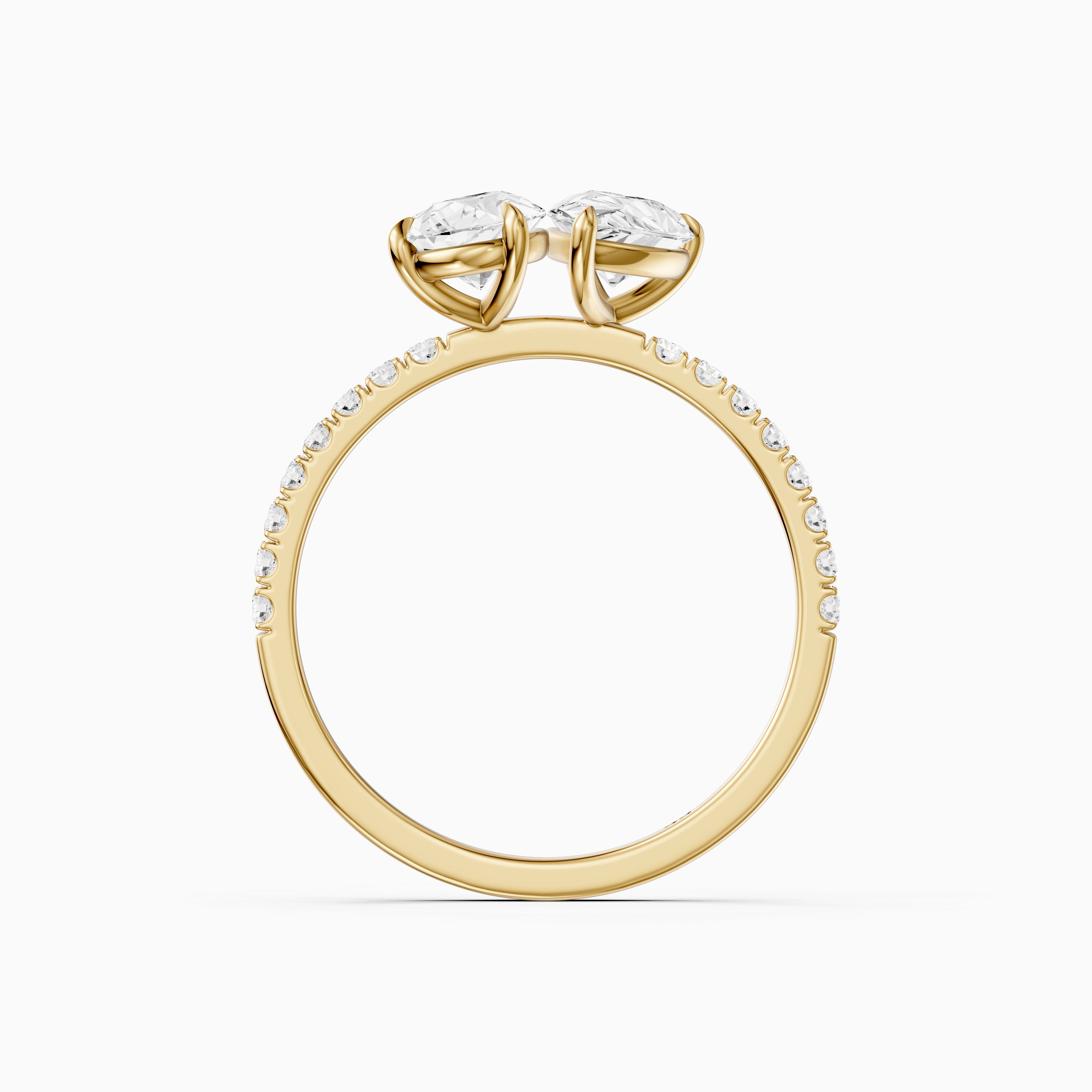 Raylee Toi Et Moi Pave Ring With Both Pear Two Stone Lab Grown Diamonds