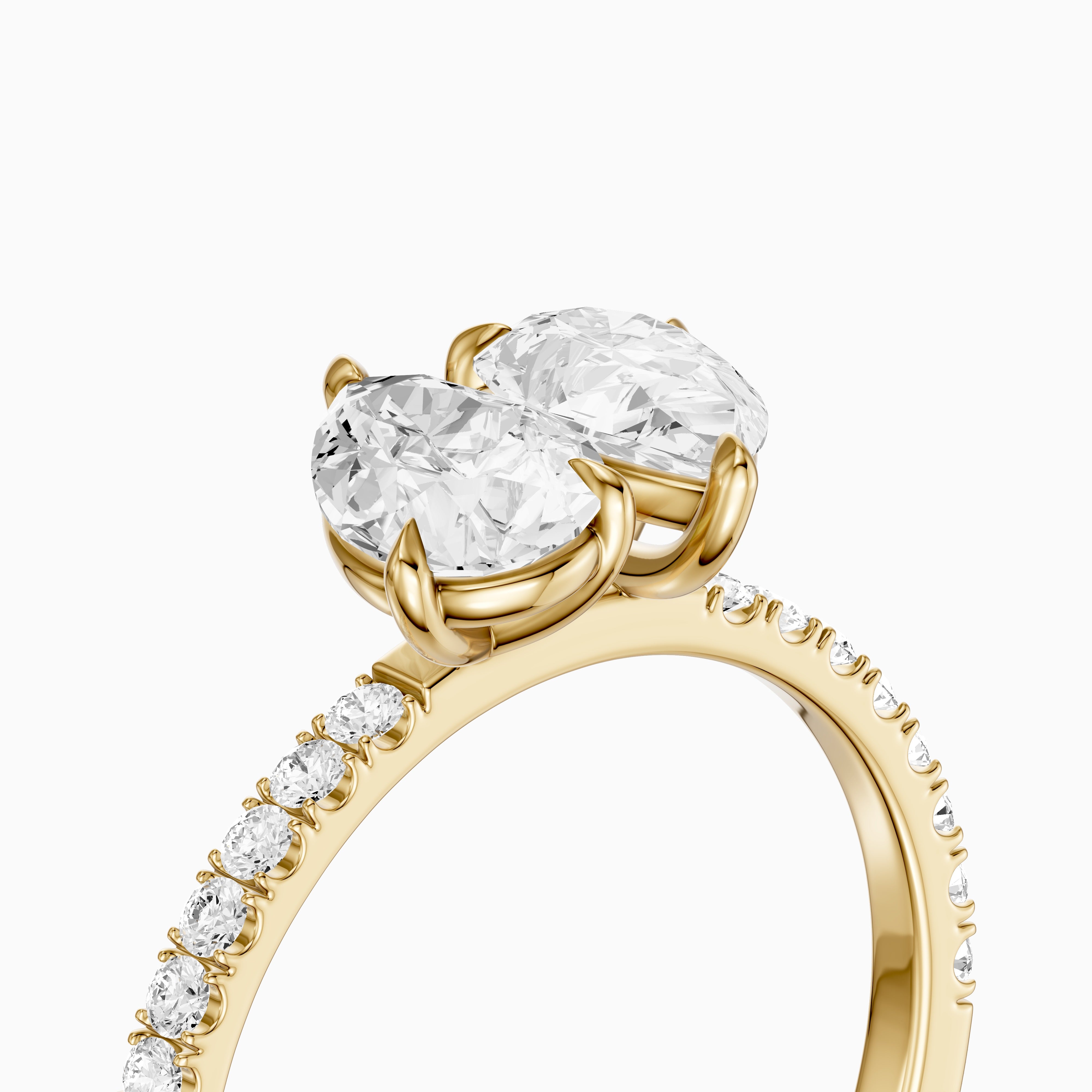 Raylee Toi Et Moi Pave Ring With Both Pear Two Stone Lab Grown Diamonds