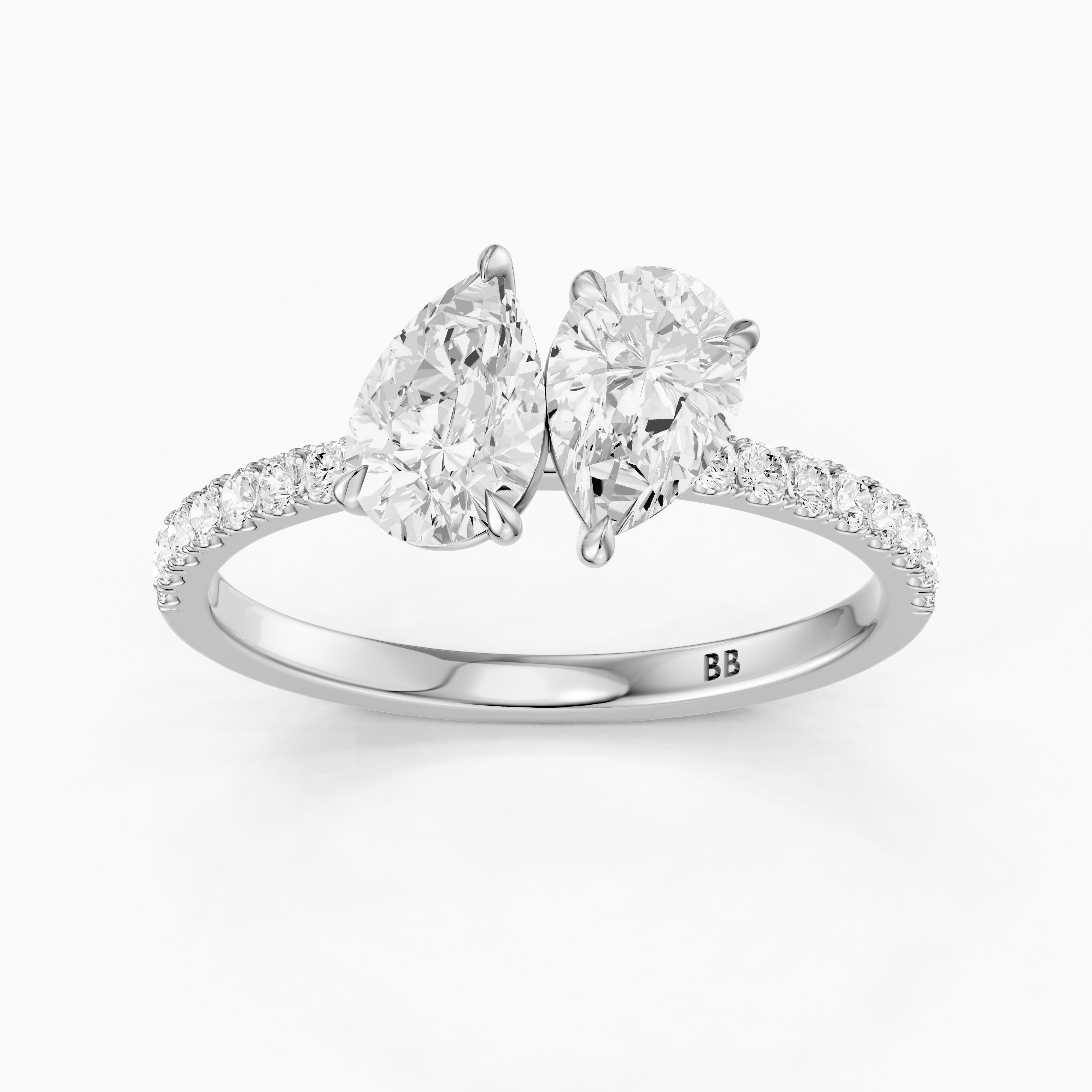Raylee Toi Et Moi Pave Ring With Both Pear Two Stone Lab Grown Diamonds