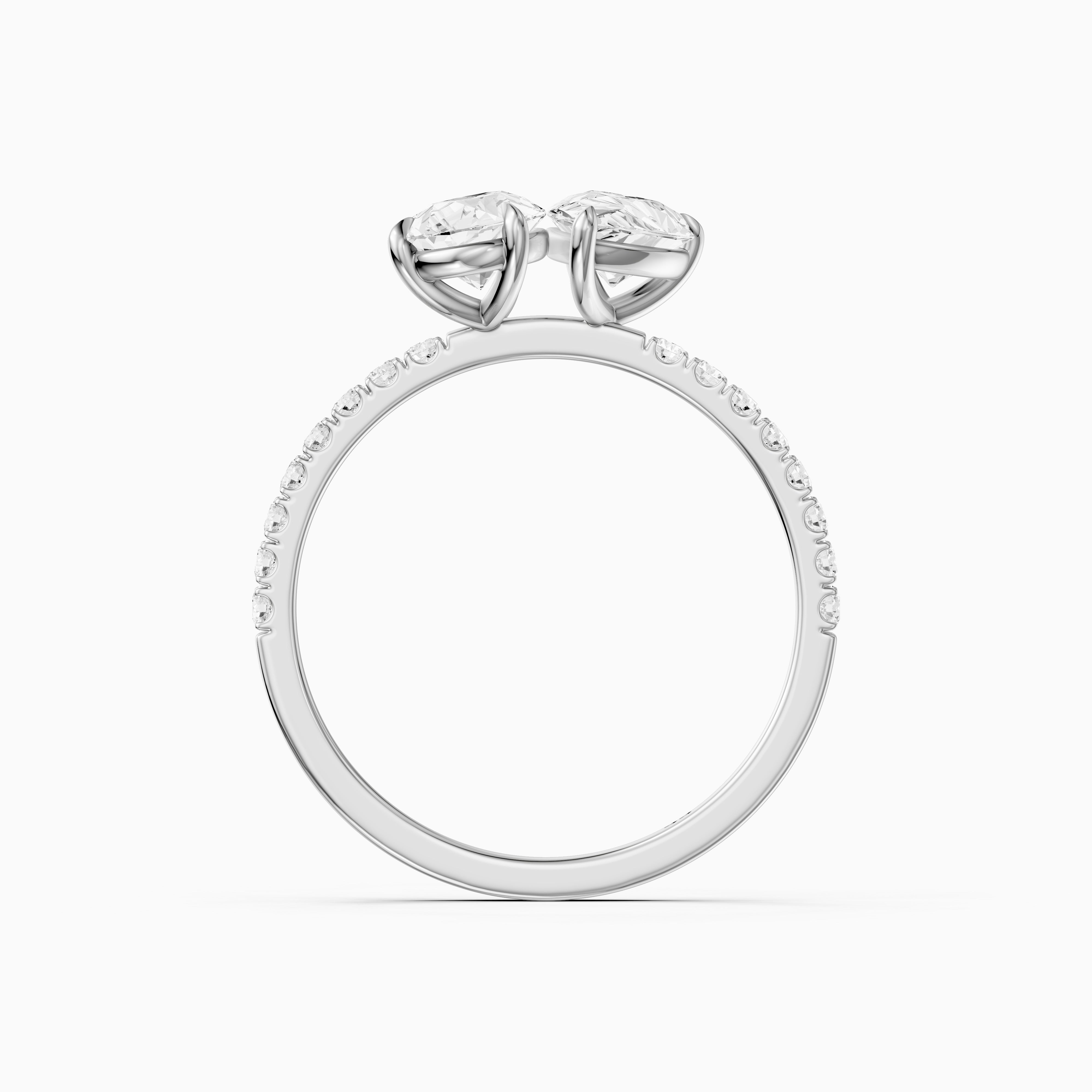 Raylee Toi Et Moi Pave Ring With Both Pear Two Stone Lab Grown Diamonds