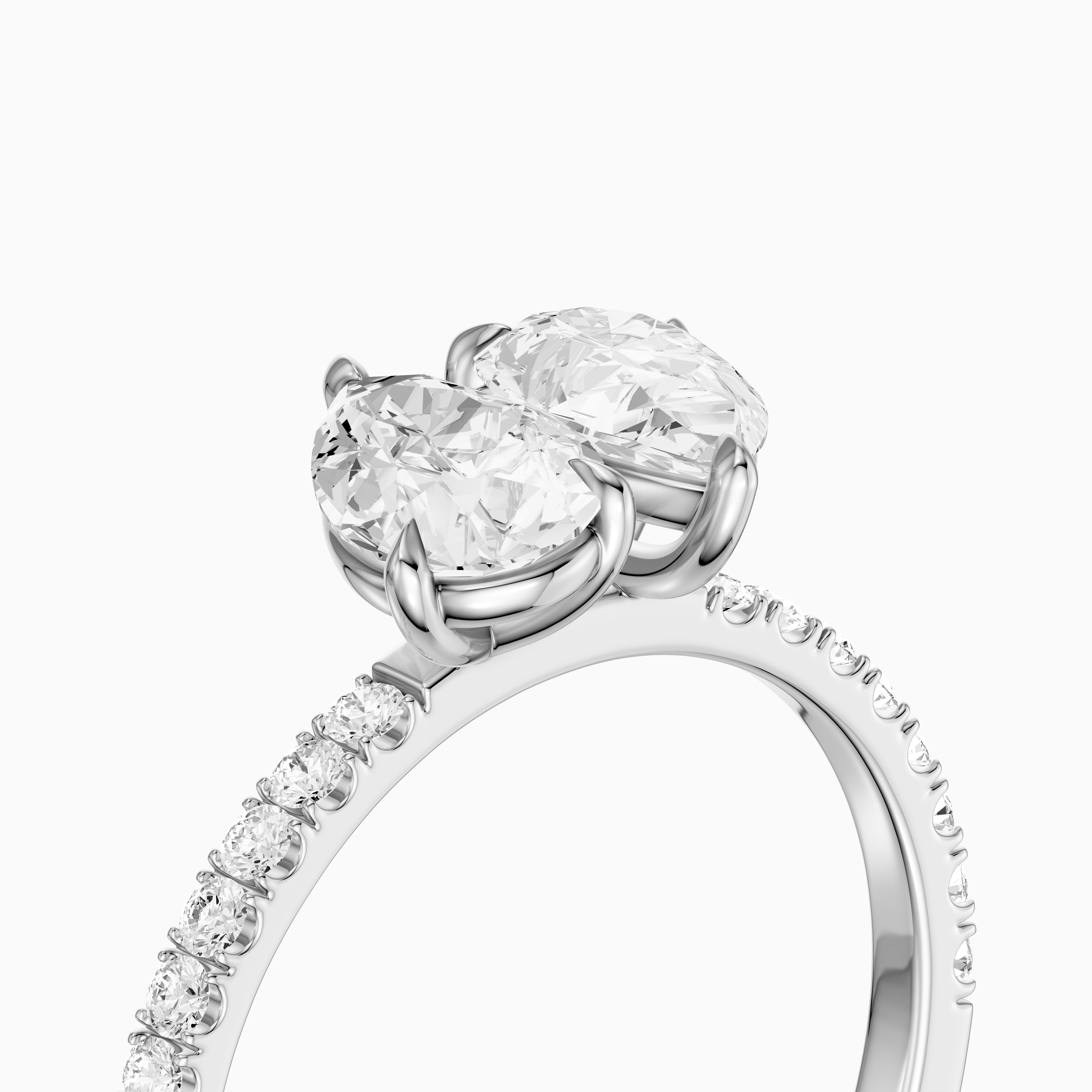 Raylee Toi Et Moi Pave Ring With Both Pear Two Stone Lab Grown Diamonds