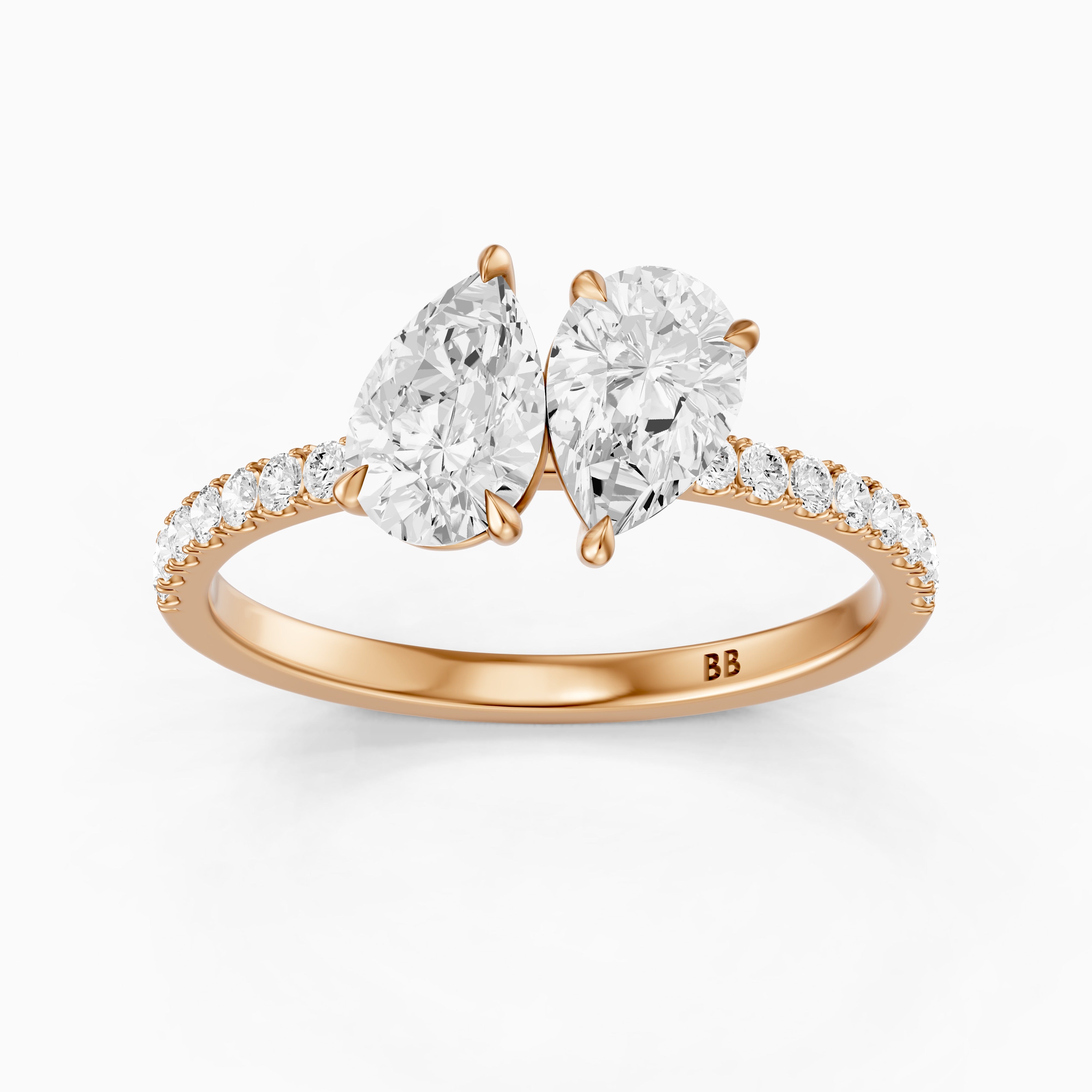 Raylee Toi Et Moi Pave Ring With Both Pear Two Stone Lab Grown Diamonds
