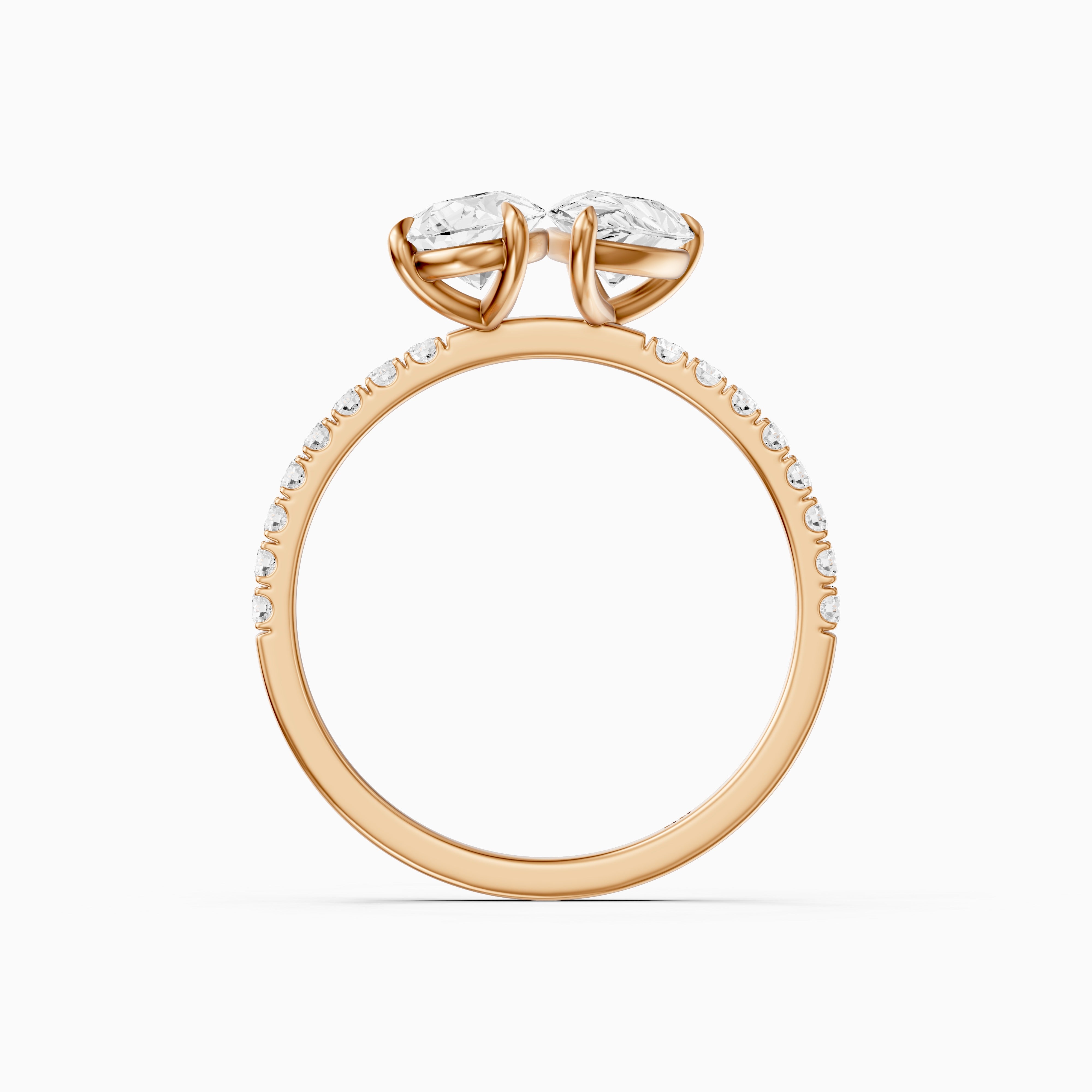 Raylee Toi Et Moi Pave Ring With Both Pear Two Stone Lab Grown Diamonds