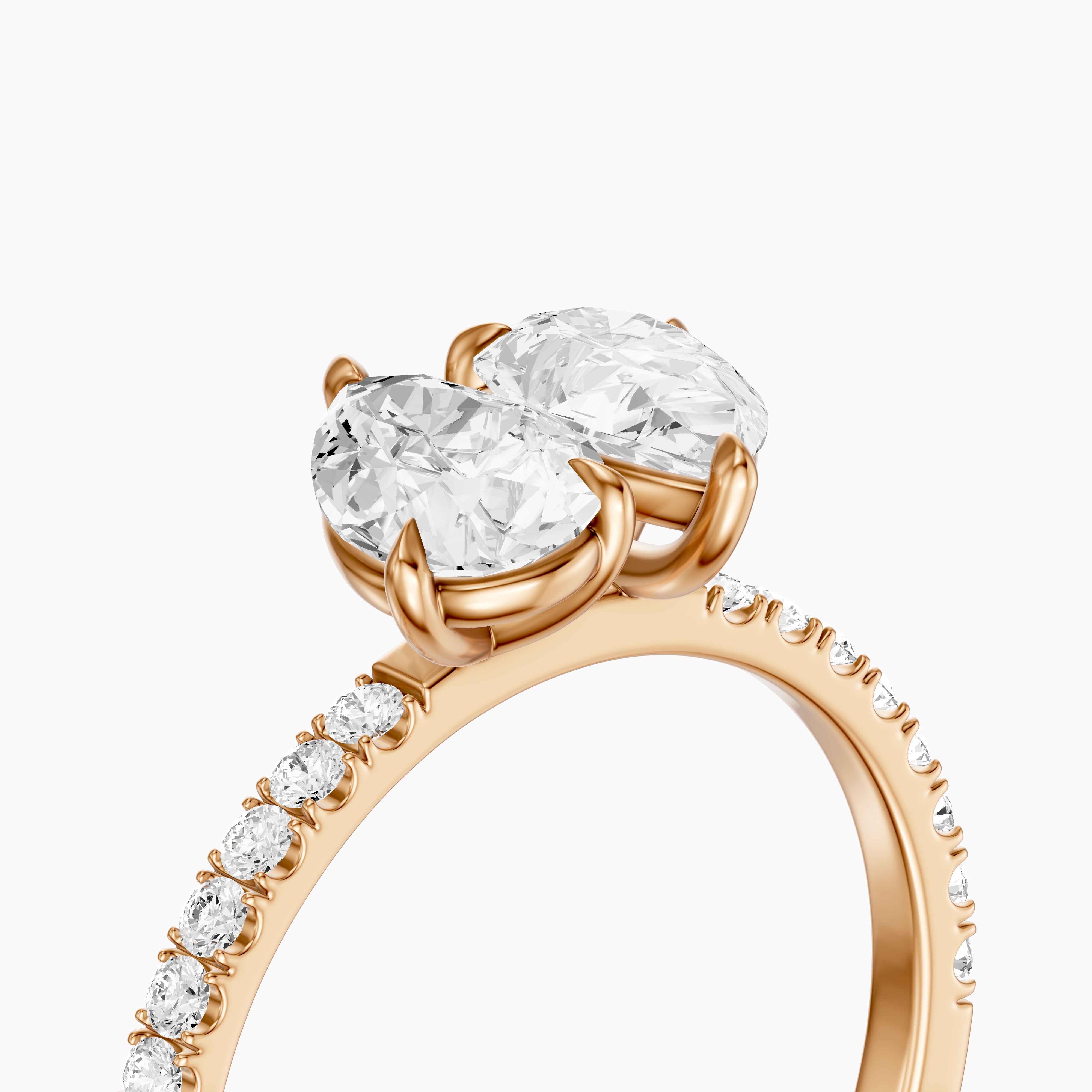 Raylee Toi Et Moi Pave Ring With Both Pear Two Stone Lab Grown Diamonds