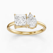 Scarlett Toi Et Moi Pave Ring With Princess and Pear Two Stone Lab Grown Diamond