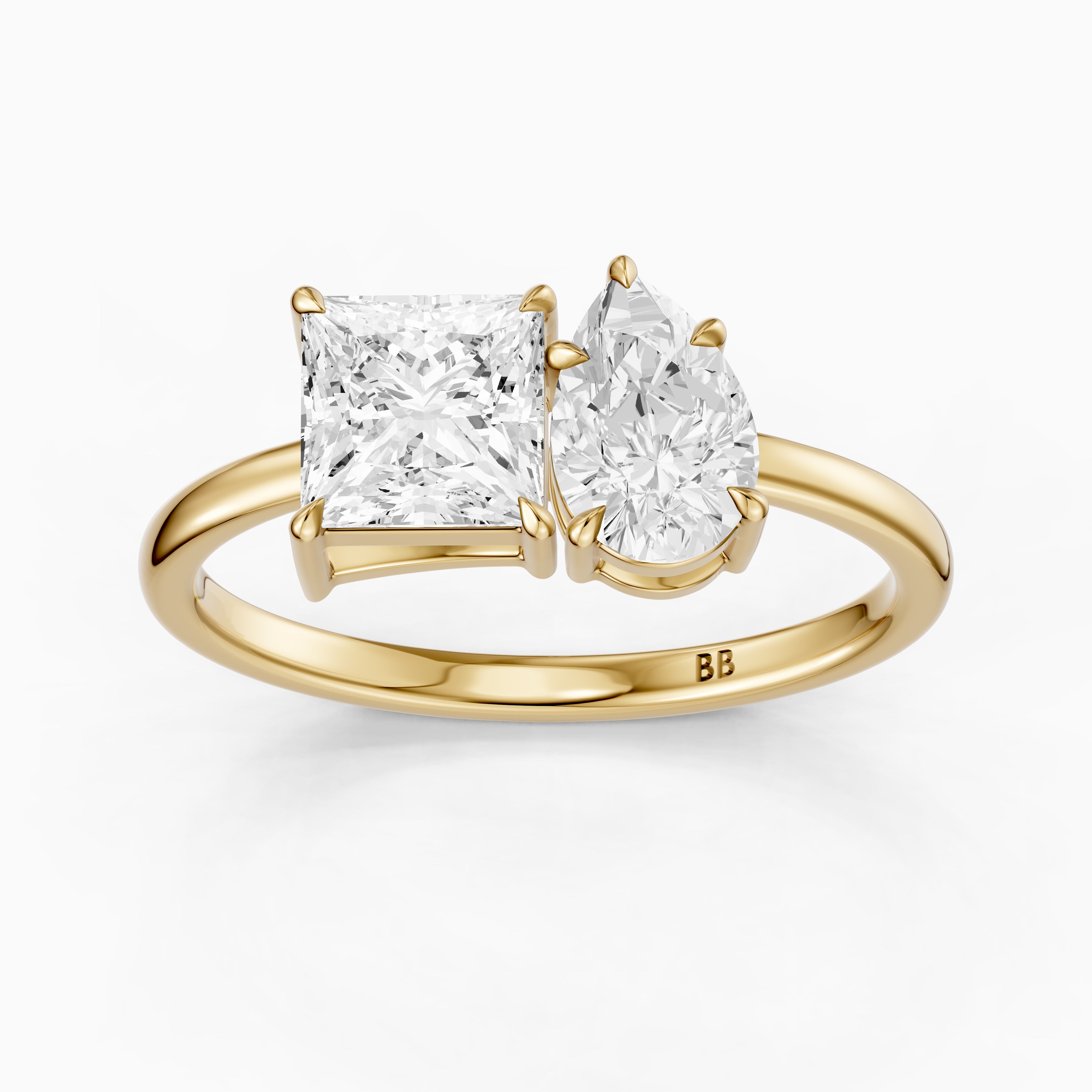 Scarlett Toi Et Moi Pave Ring With Princess and Pear Two Stone Lab Grown Diamond