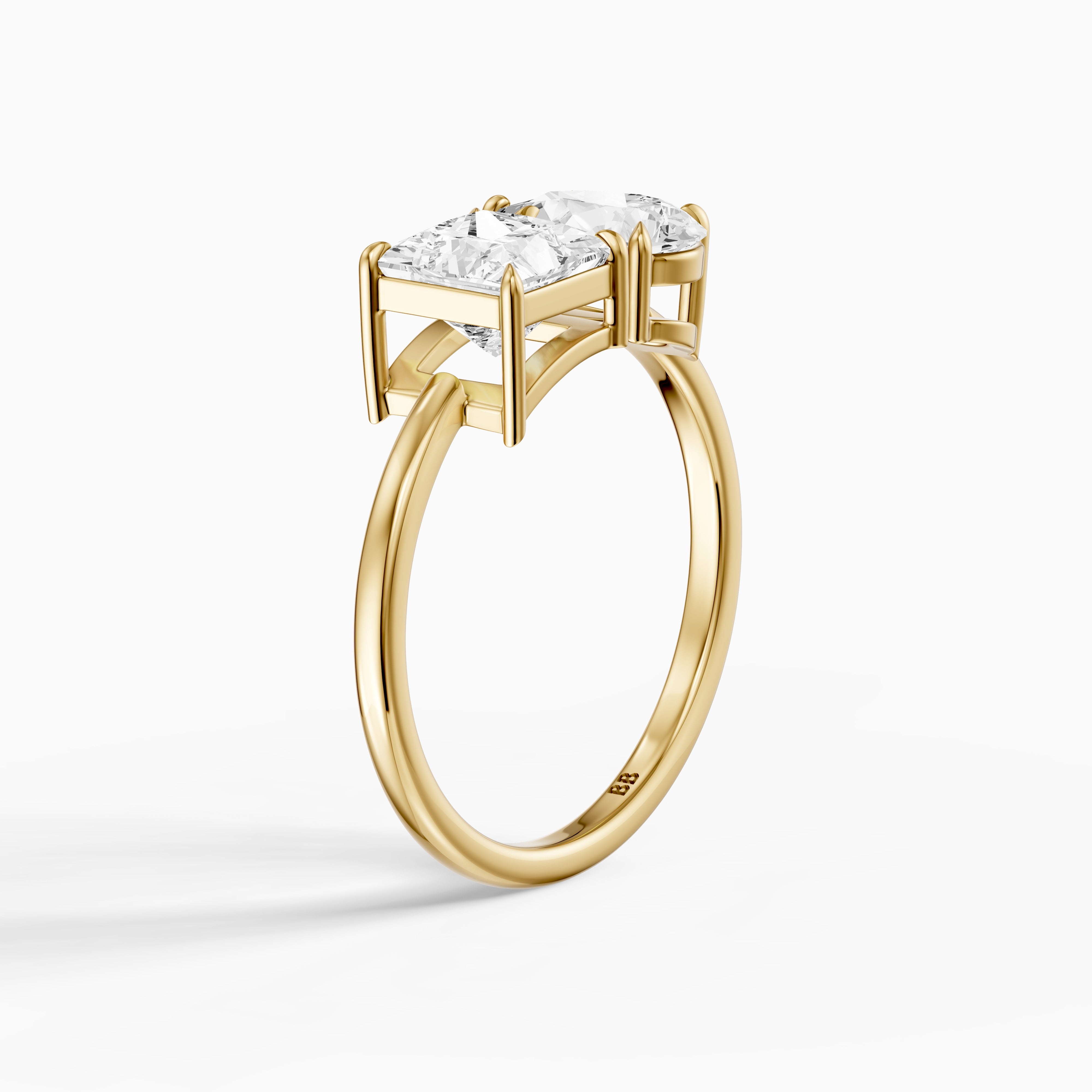 Scarlett Toi Et Moi Pave Ring With Princess and Pear Two Stone Lab Grown Diamond