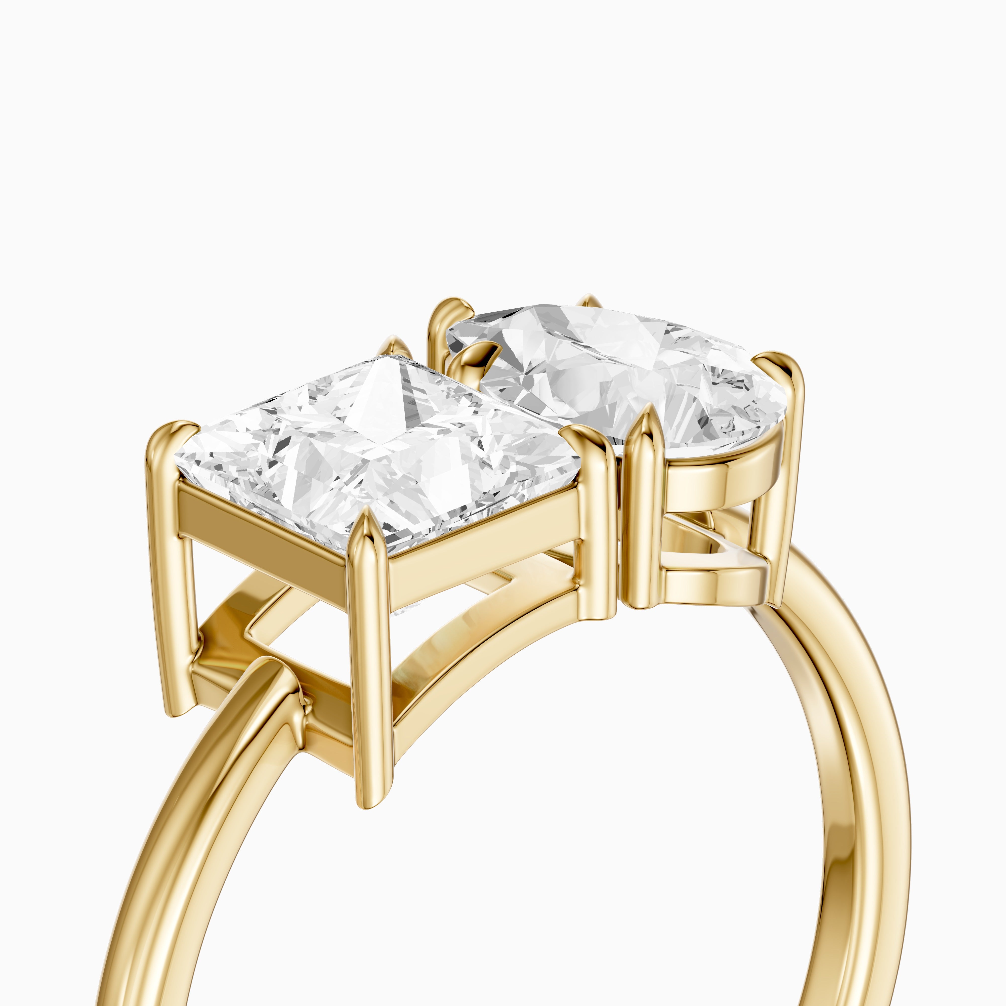 Scarlett Toi Et Moi Pave Ring With Princess and Pear Two Stone Lab Grown Diamond
