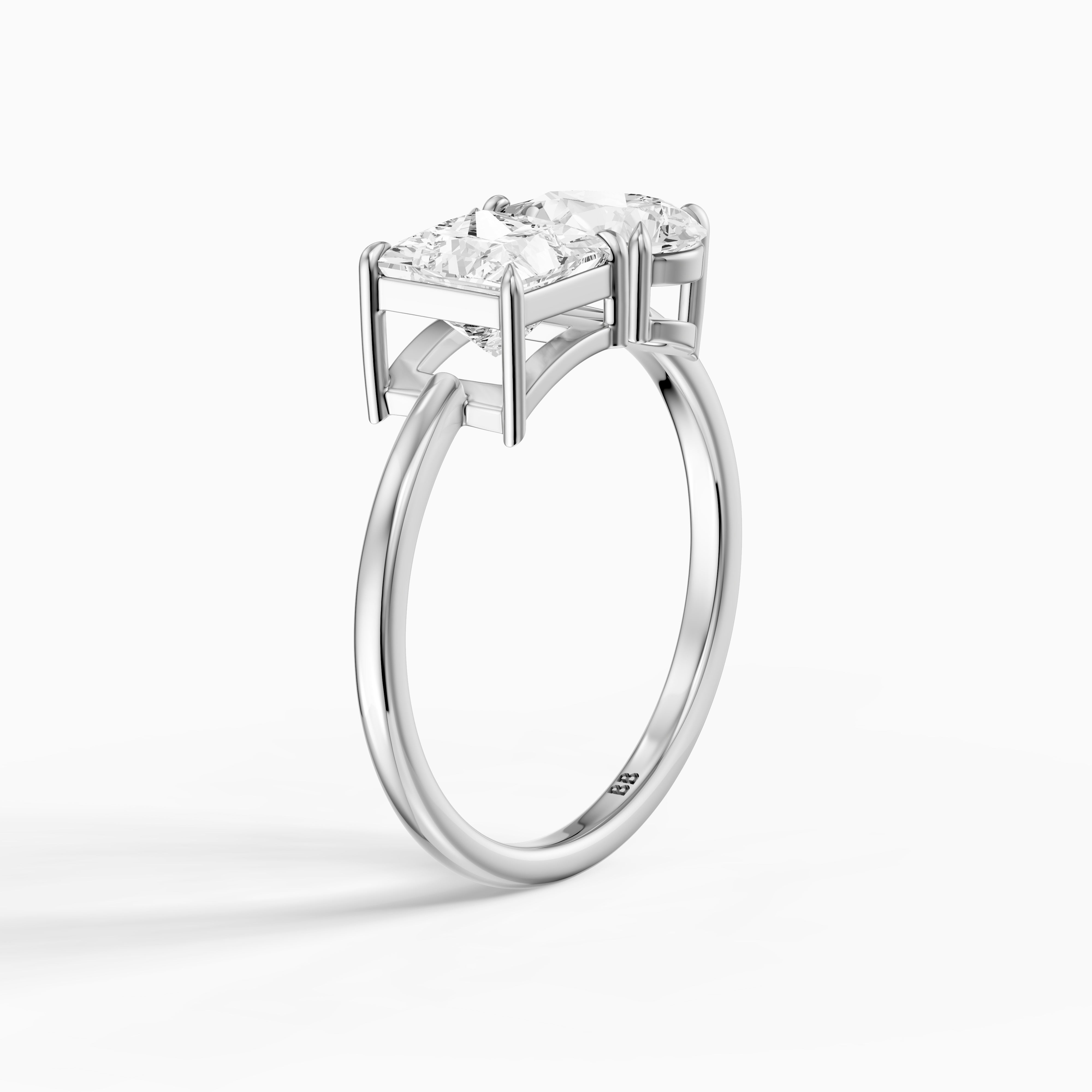 Scarlett Toi Et Moi Pave Ring With Princess and Pear Two Stone Lab Grown Diamond
