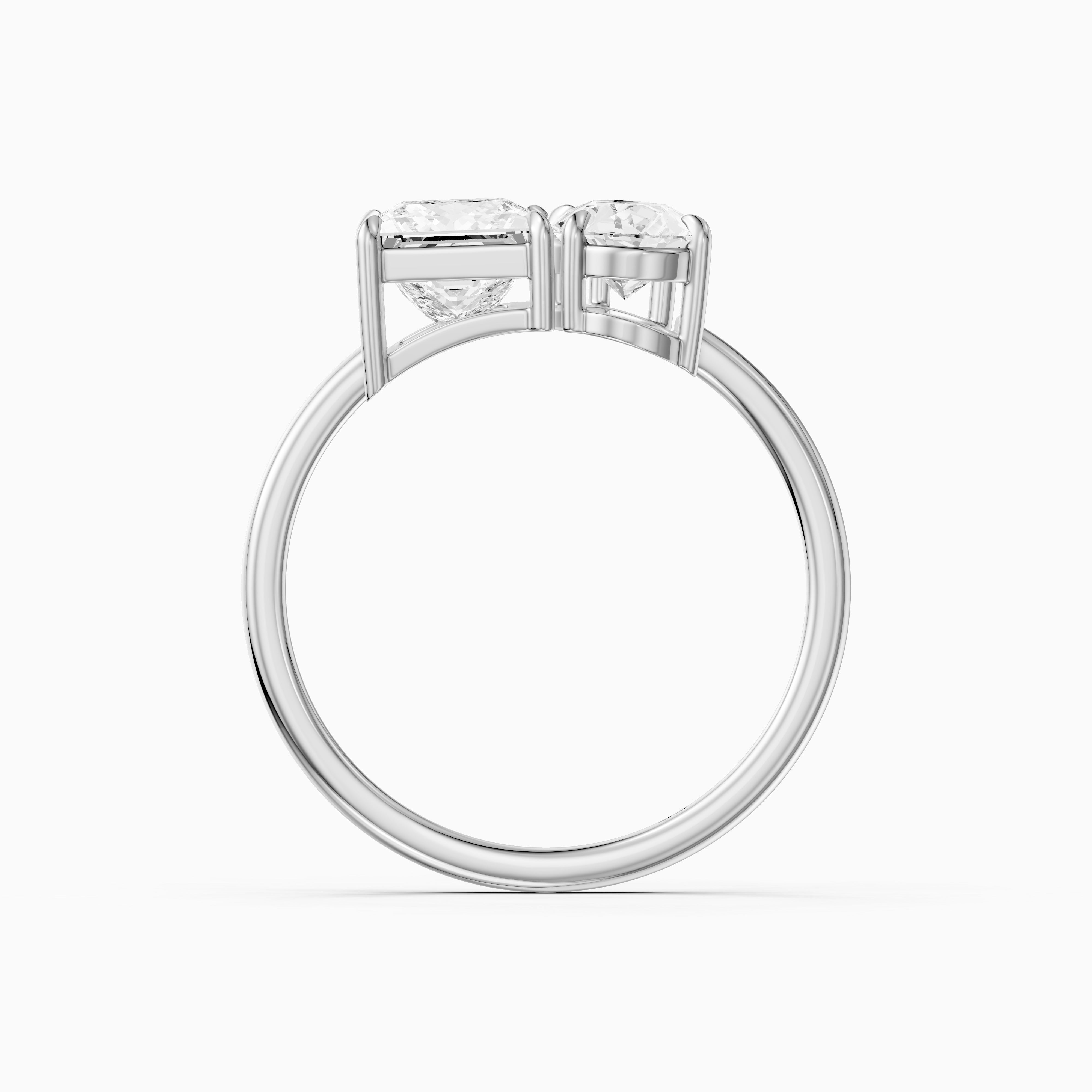 Scarlett Toi Et Moi Pave Ring With Princess and Pear Two Stone Lab Grown Diamond