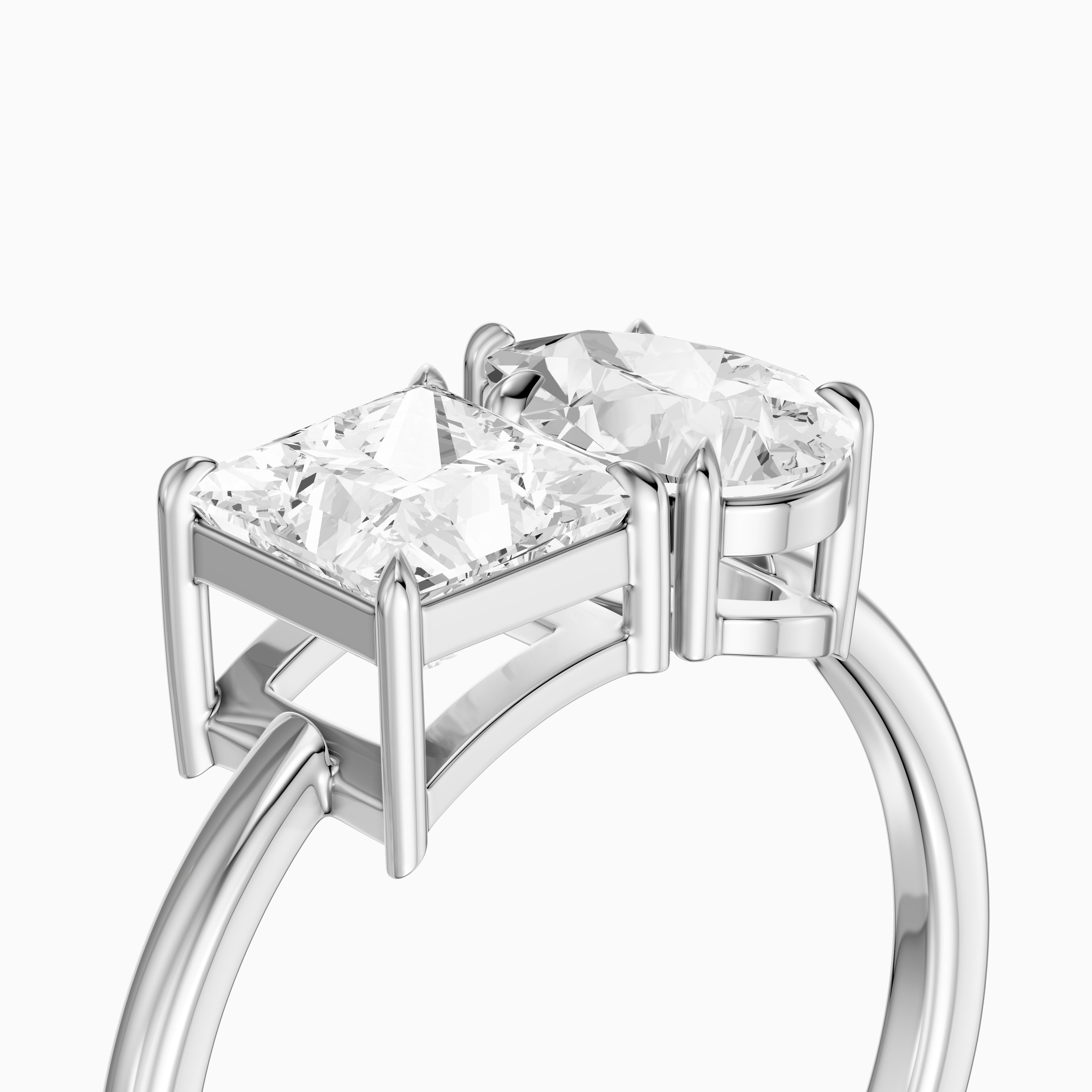 Scarlett Toi Et Moi Pave Ring With Princess and Pear Two Stone Lab Grown Diamond