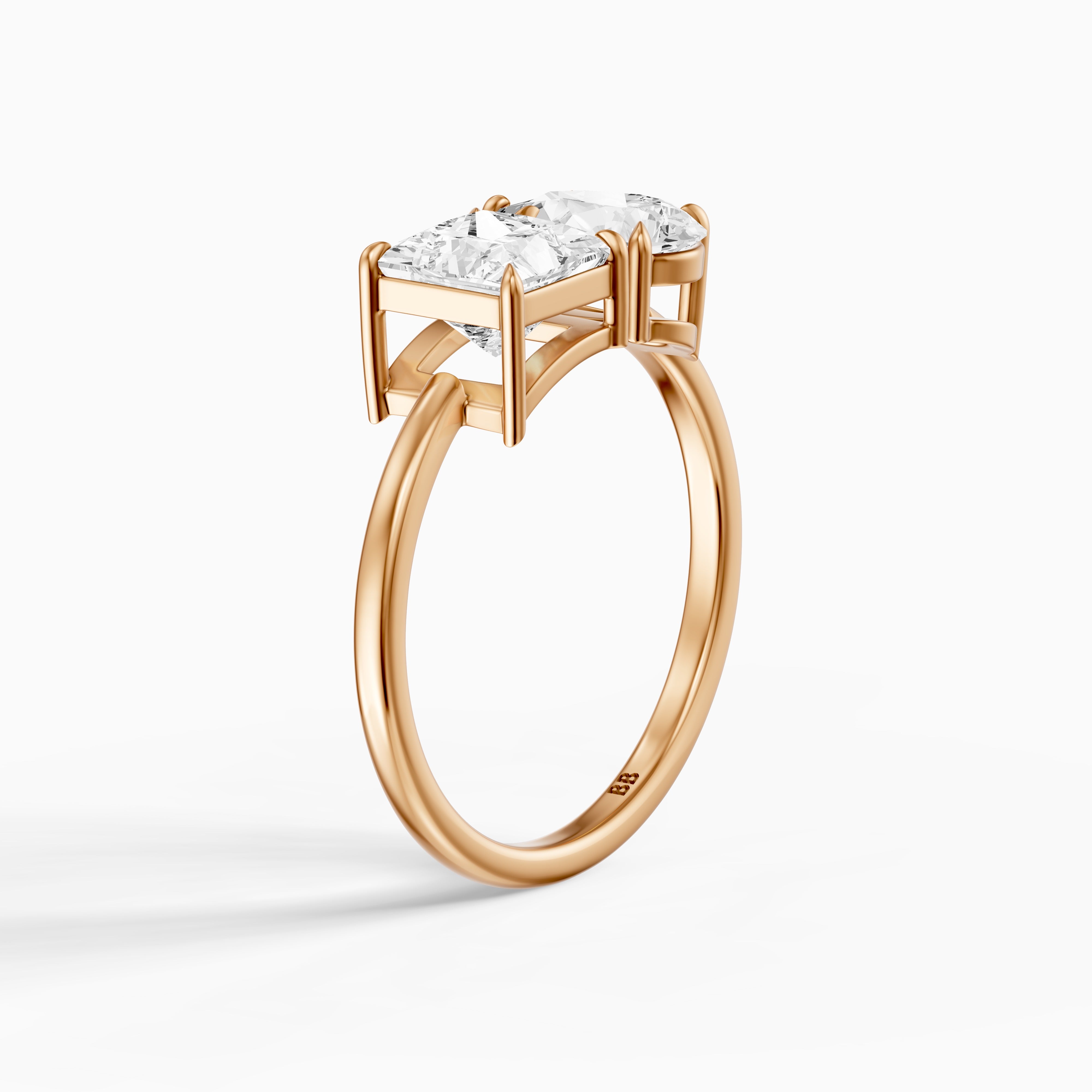 Scarlett Toi Et Moi Pave Ring With Princess and Pear Two Stone Lab Grown Diamond