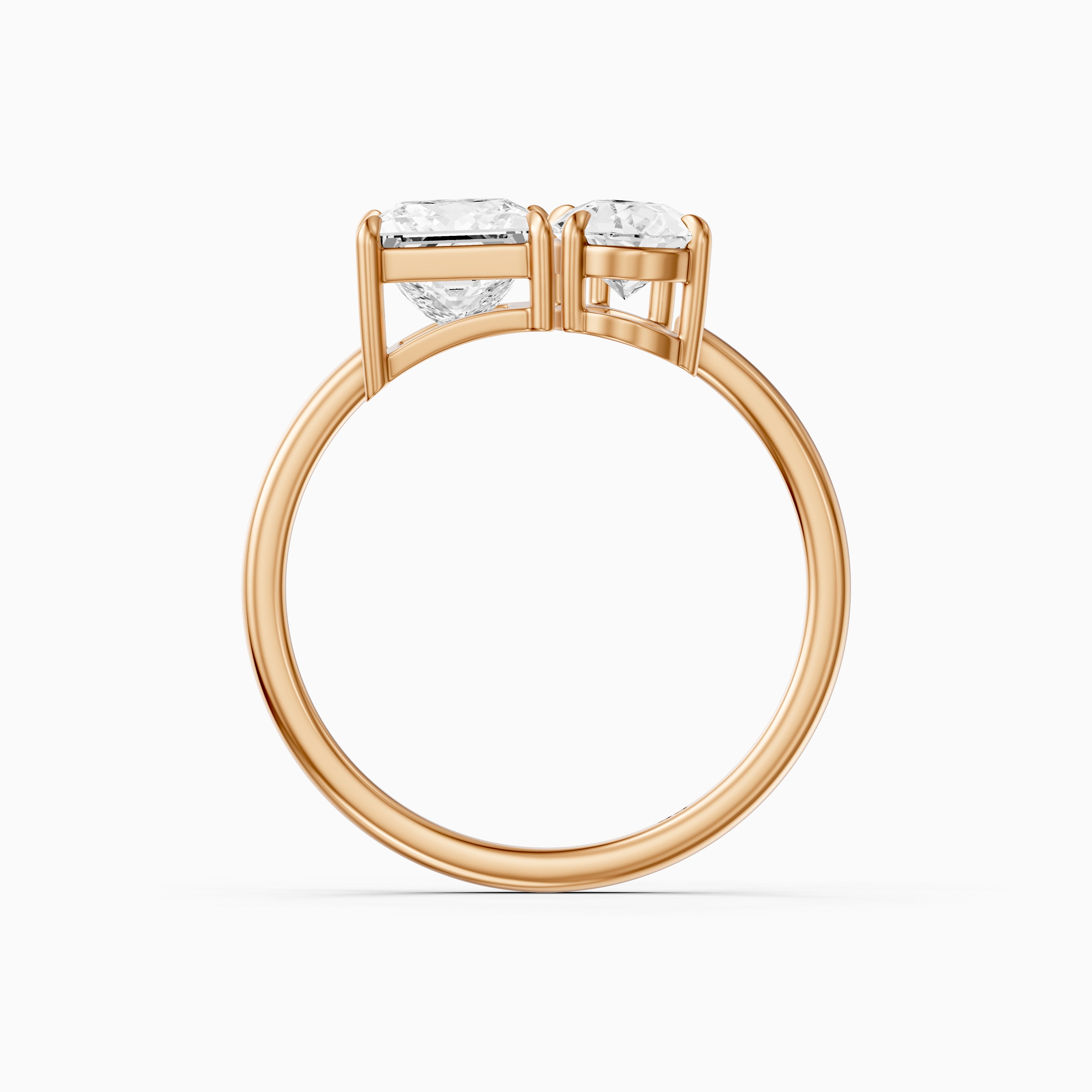 Scarlett Toi Et Moi Pave Ring With Princess and Pear Two Stone Lab Grown Diamond