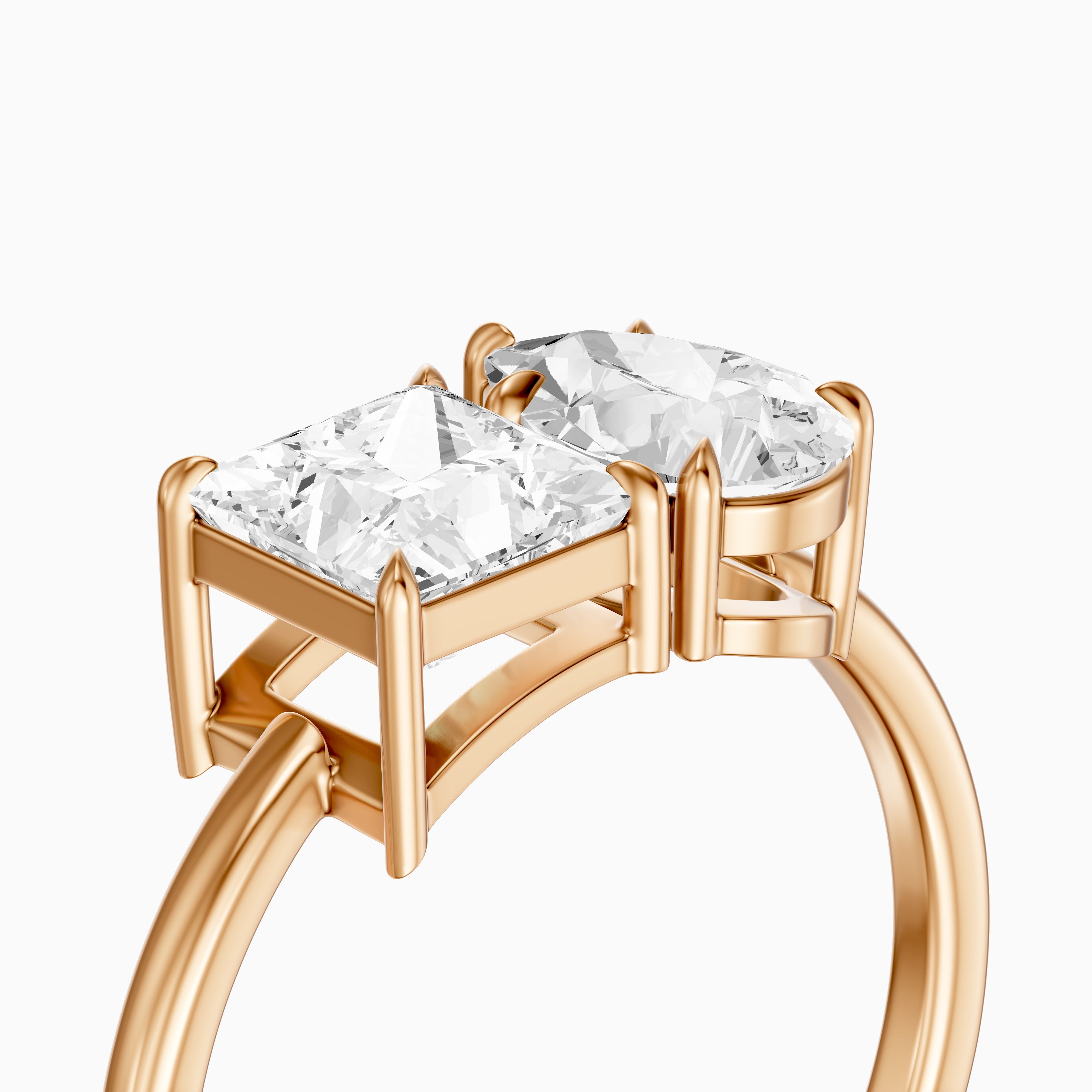 Scarlett Toi Et Moi Pave Ring With Princess and Pear Two Stone Lab Grown Diamond