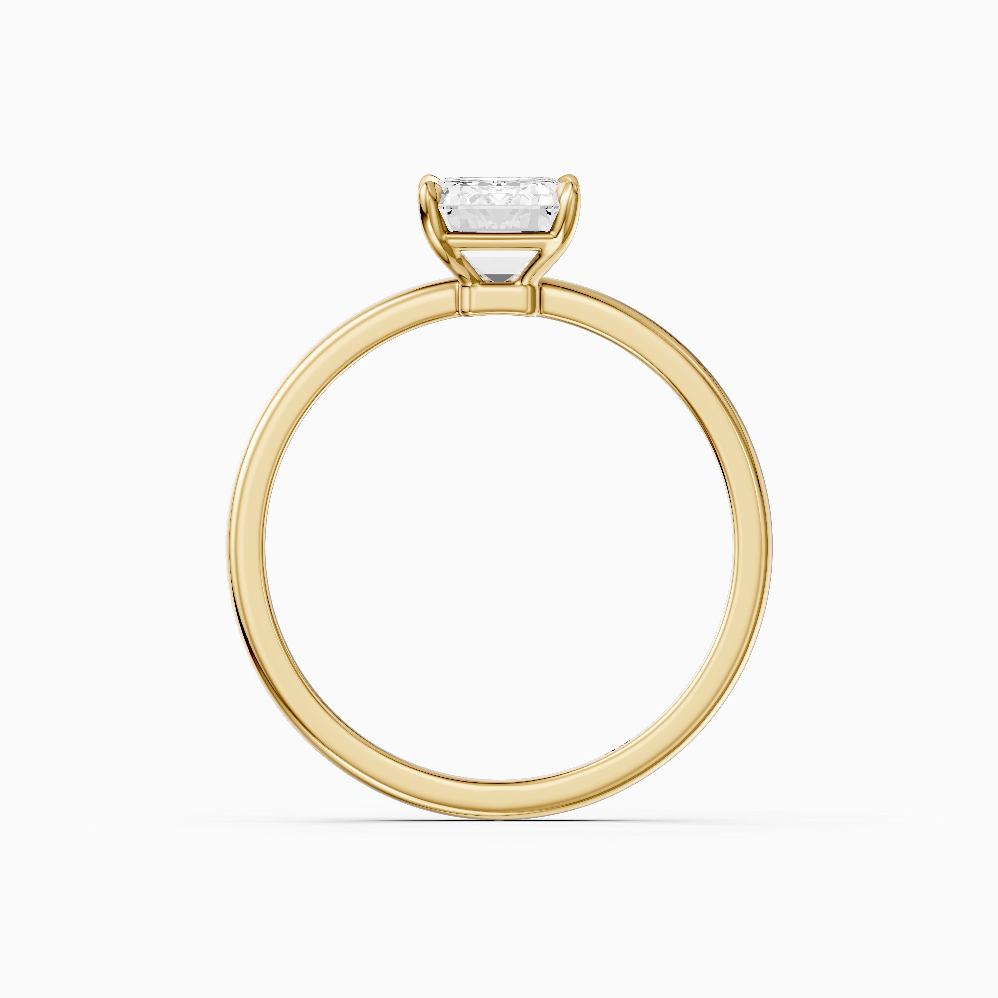 Sevana 4 Prong Emerald Cut Low Profile Solitaire Moissanite Diamond Ring