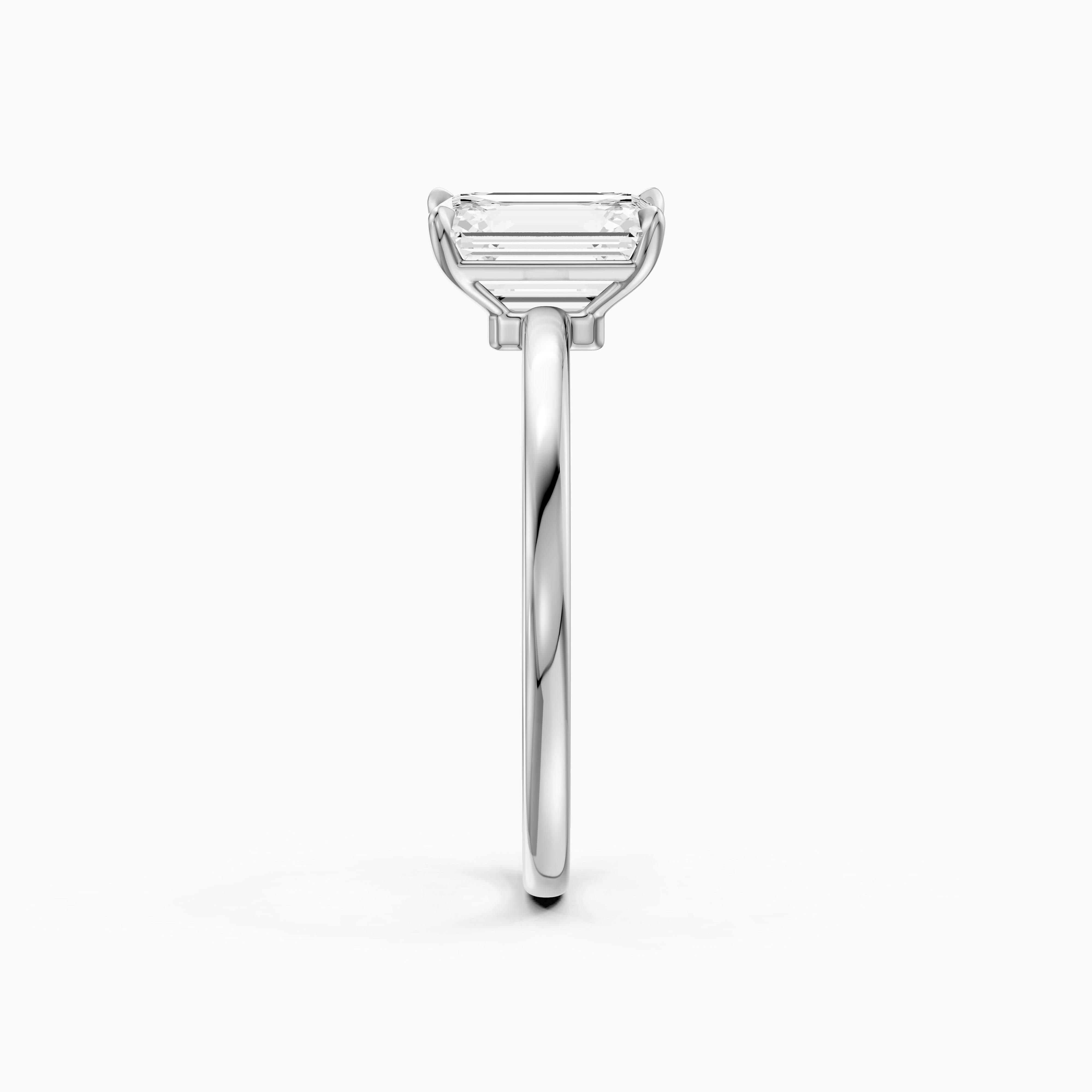 Sevana 4 Prong Emerald Cut Low Profile Solitaire Moissanite Diamond Ring