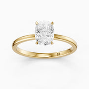 Shanis Elongated Cushion Cut Low Profile Solitaire Moissanite Diamond Ring