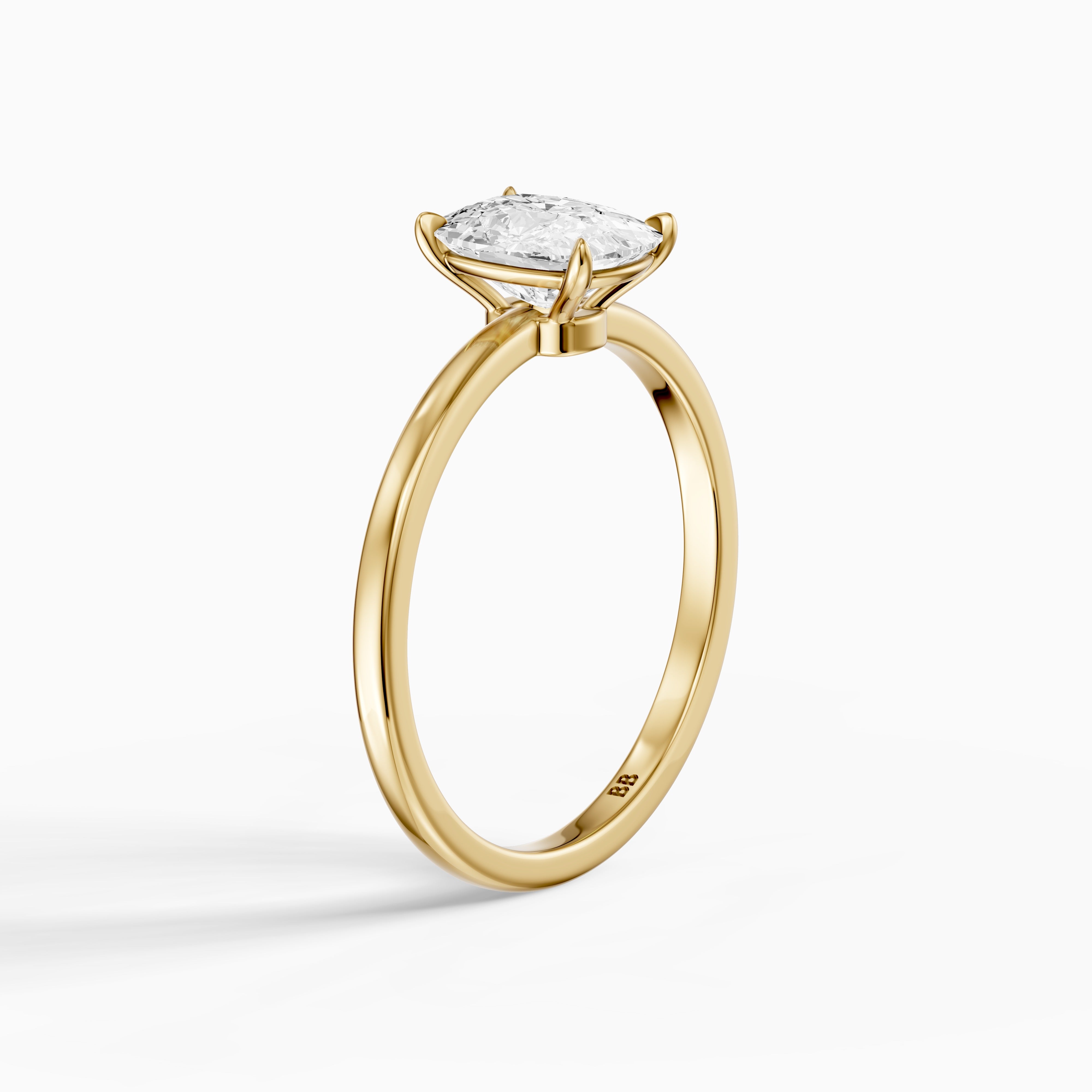 Shanis Elongated Cushion Cut Low Profile Solitaire Moissanite Diamond Ring