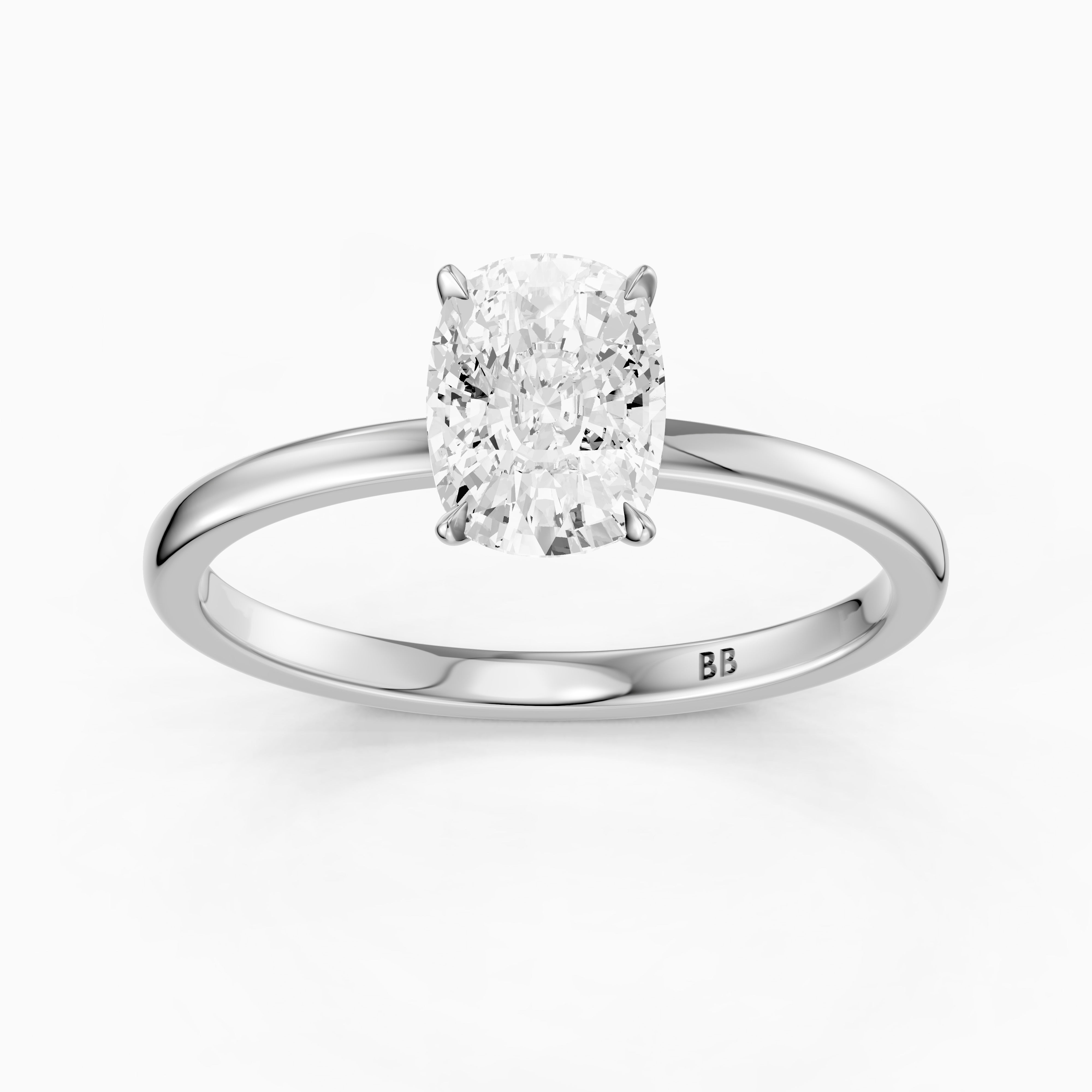 Shanis Elongated Cushion Cut Low Profile Solitaire Moissanite Diamond Ring